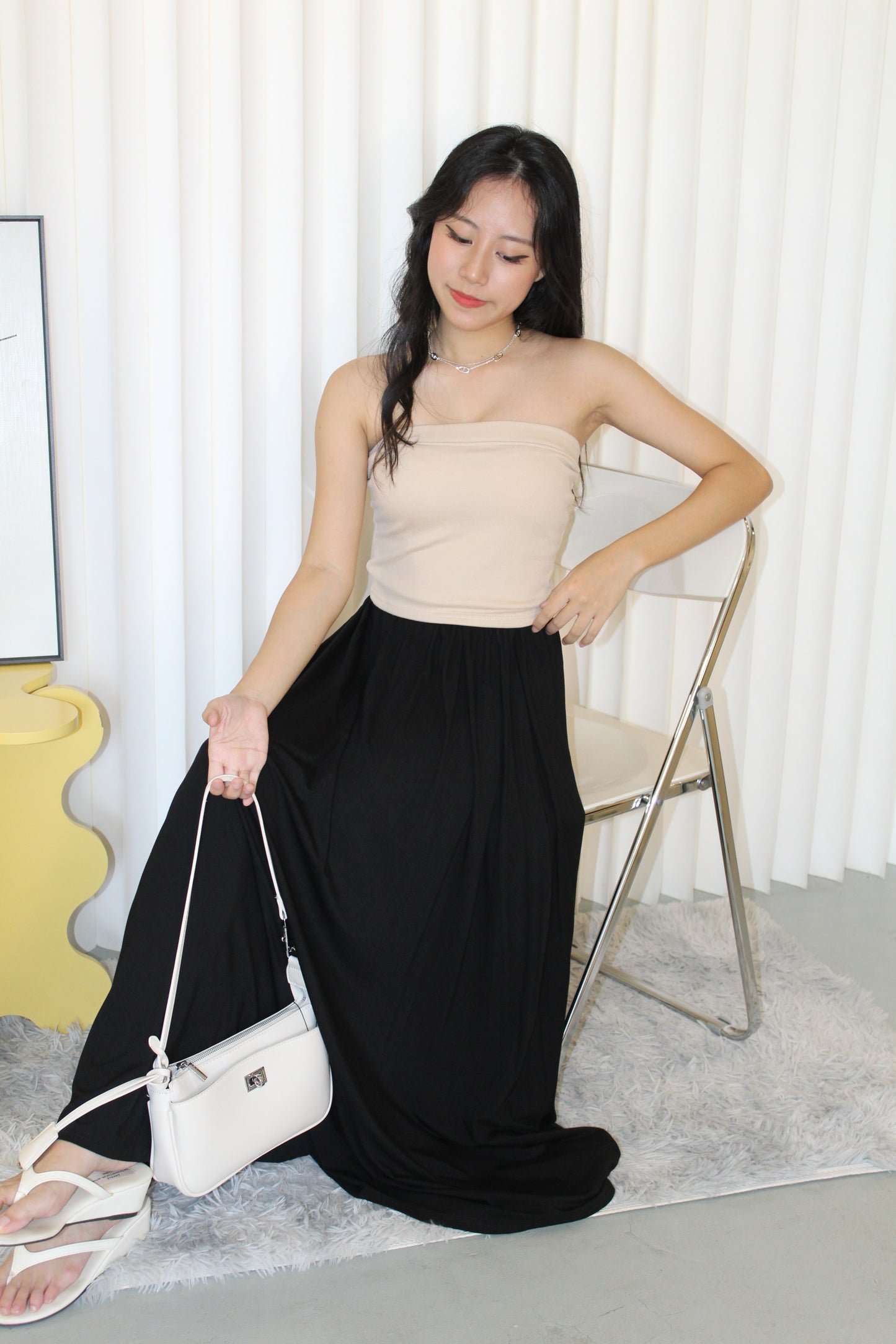 Solena Flare Maxi Skirt (Black)