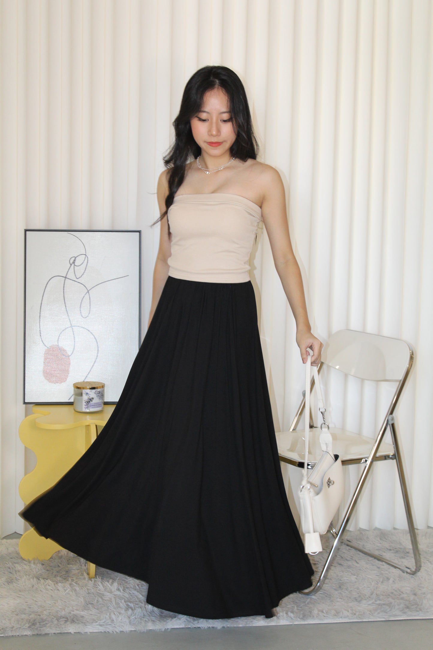 Solena Flare Maxi Skirt (Black)