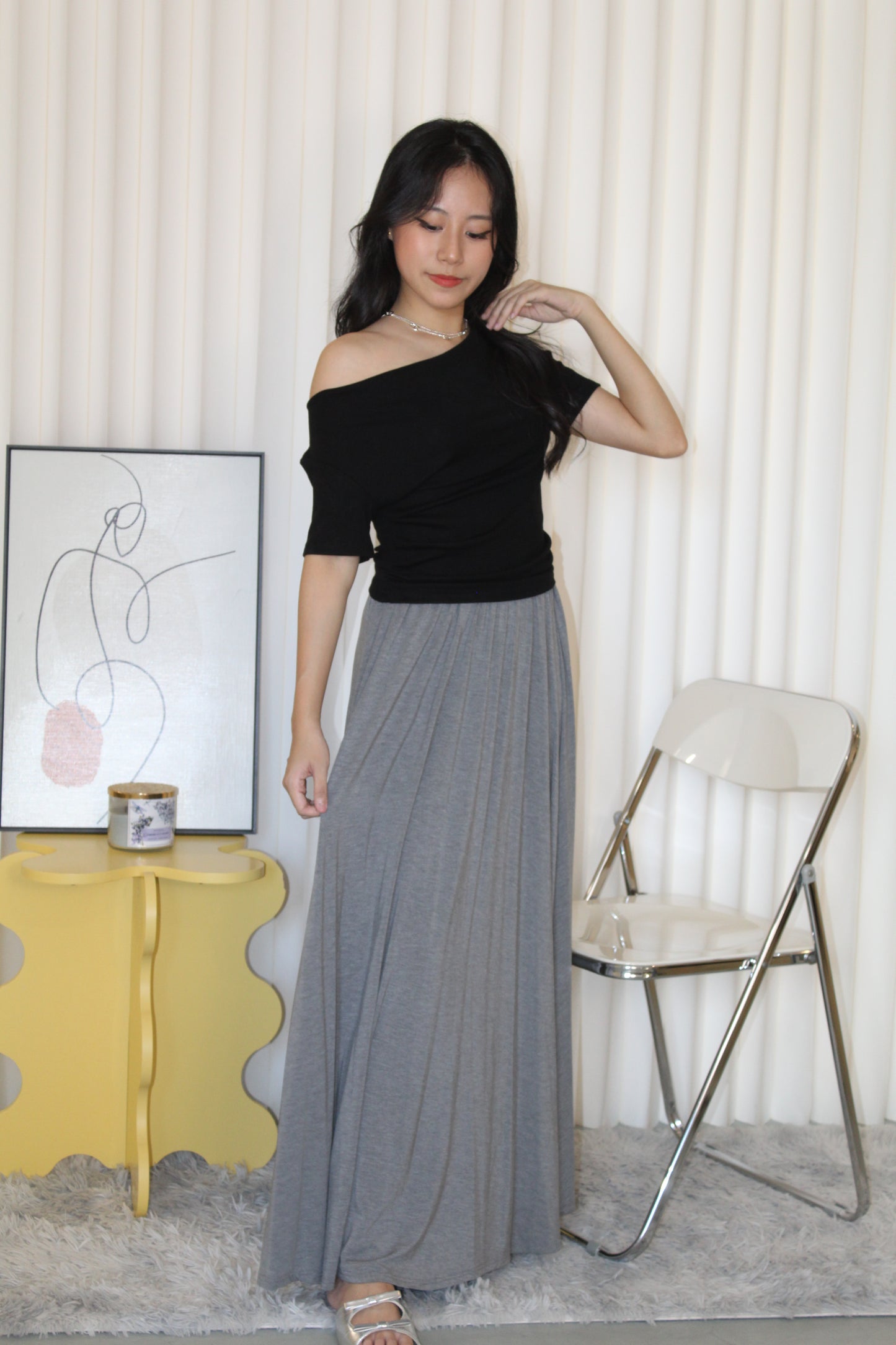 Solena Flare Maxi Skirt (Black)