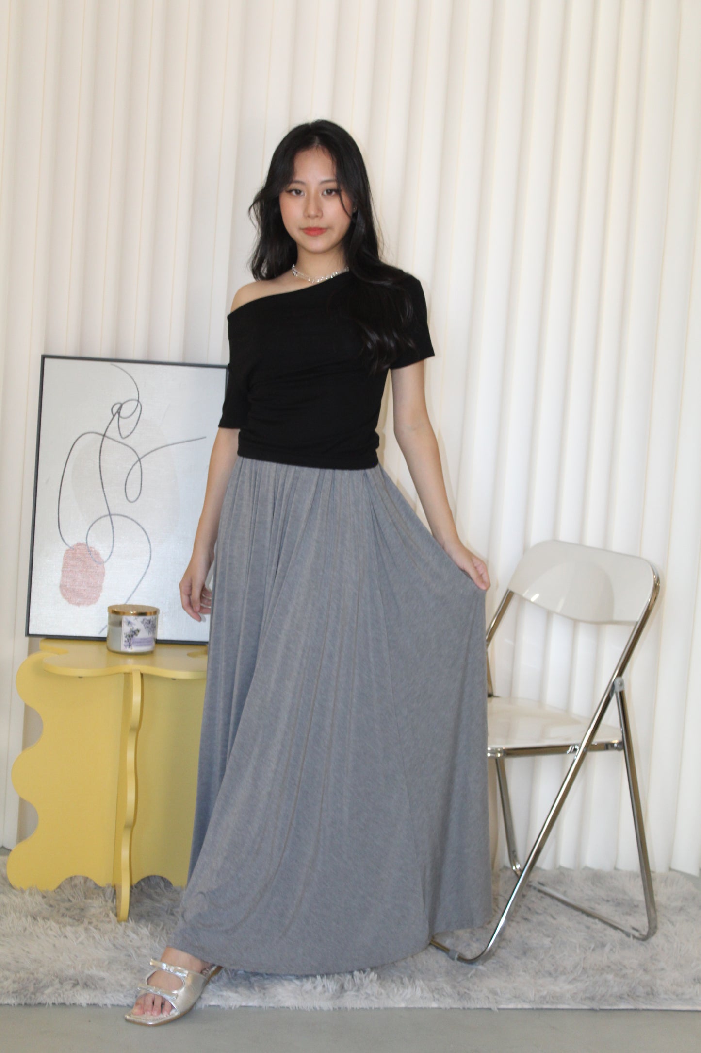Solena Flare Maxi Skirt (Black)