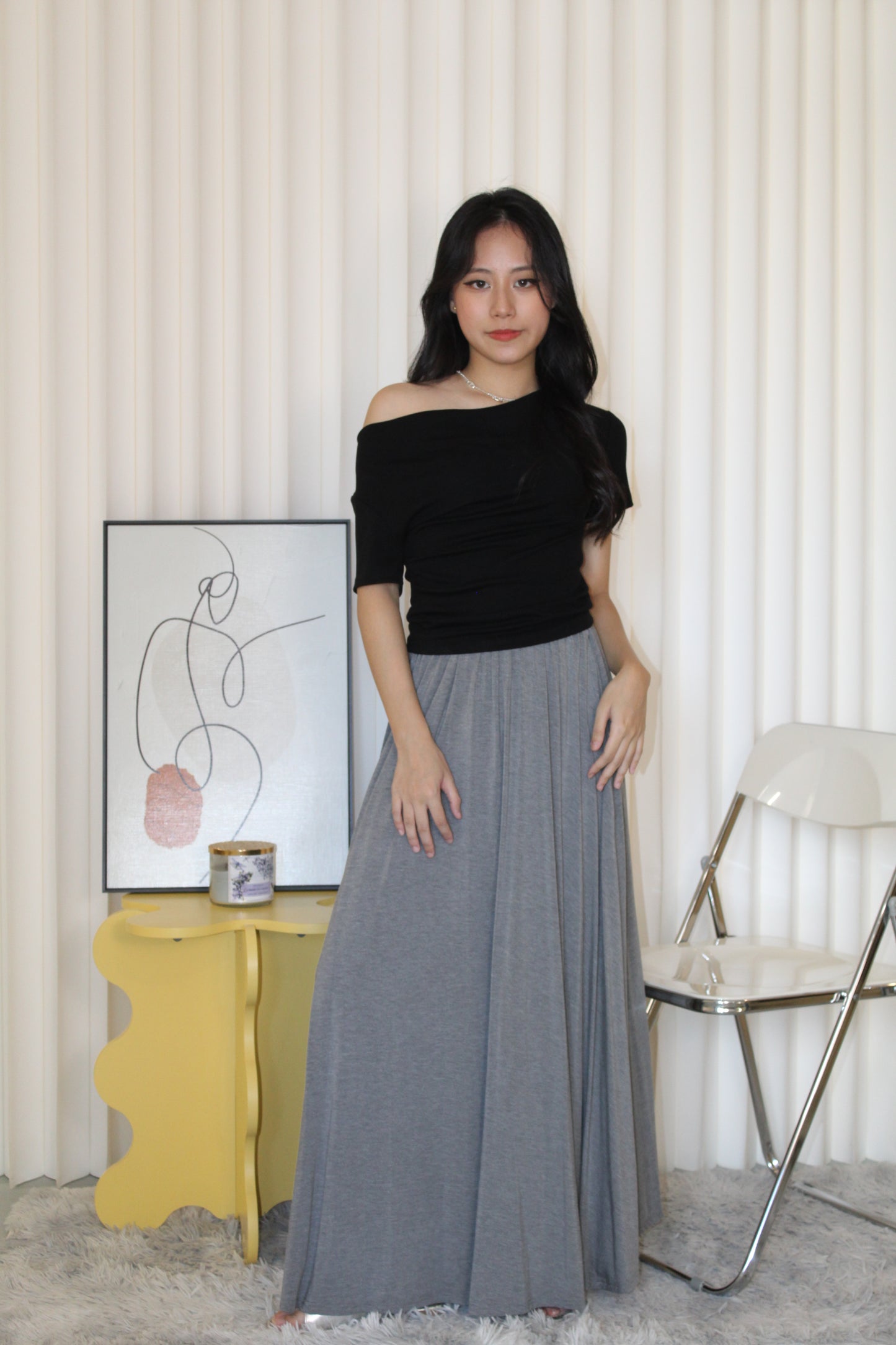 Solena Flare Maxi Skirt (Black)