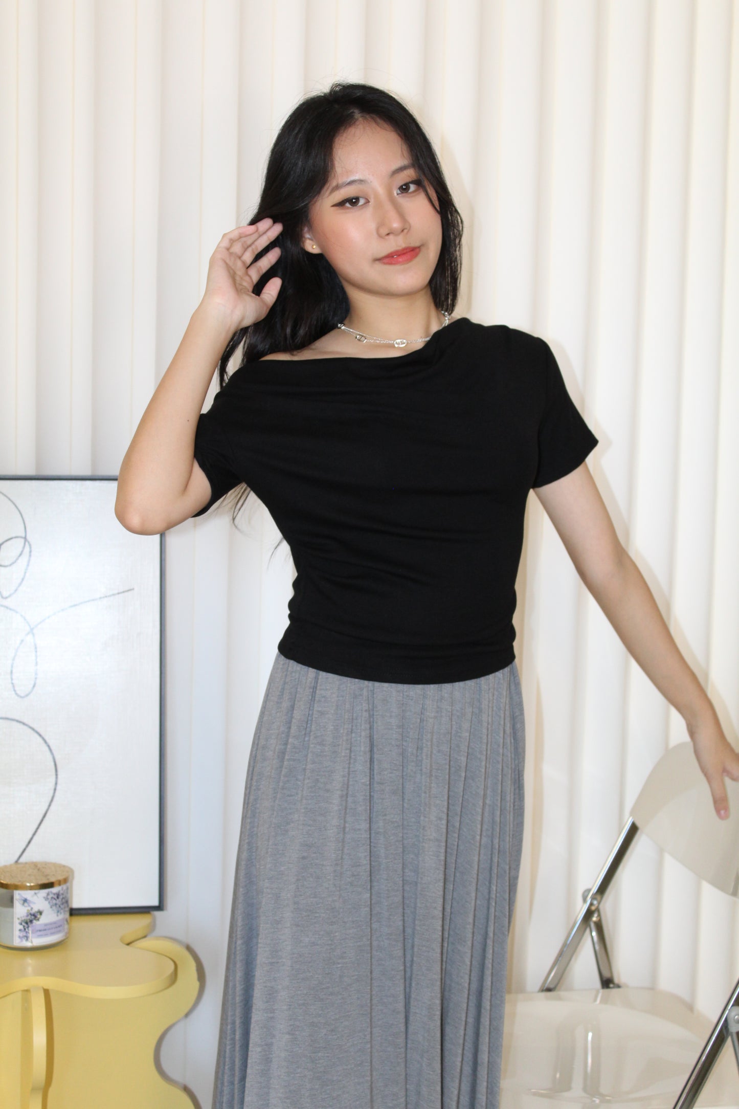 Prunelle Asymmetric Top (Black)