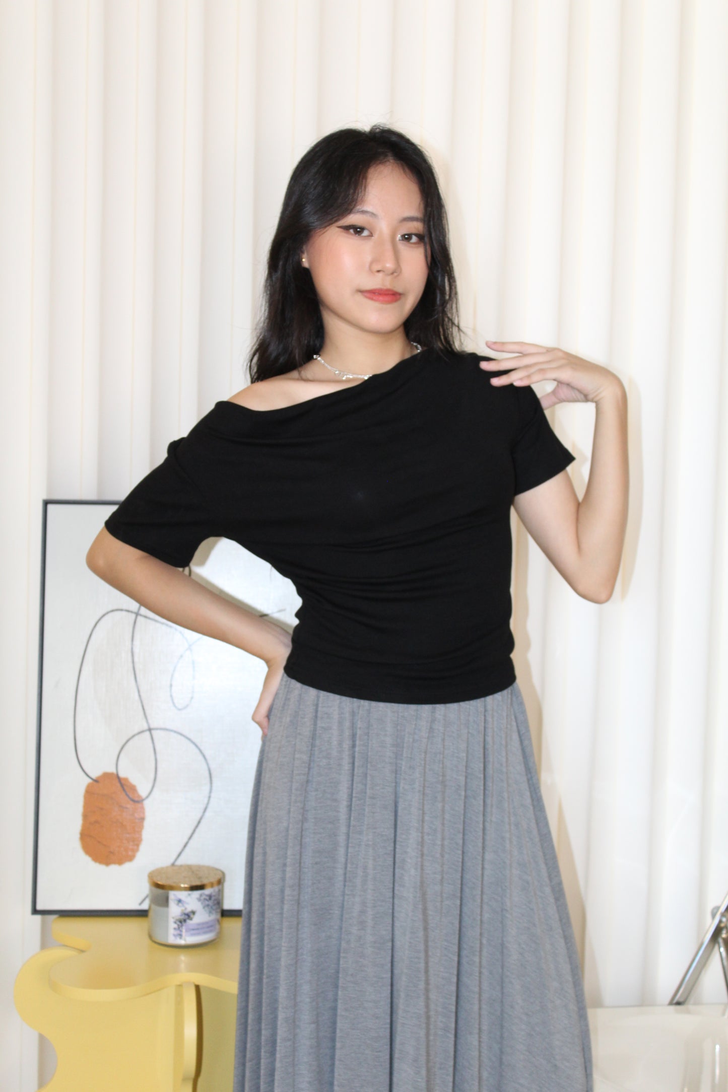 Prunelle Asymmetric Top (Black)