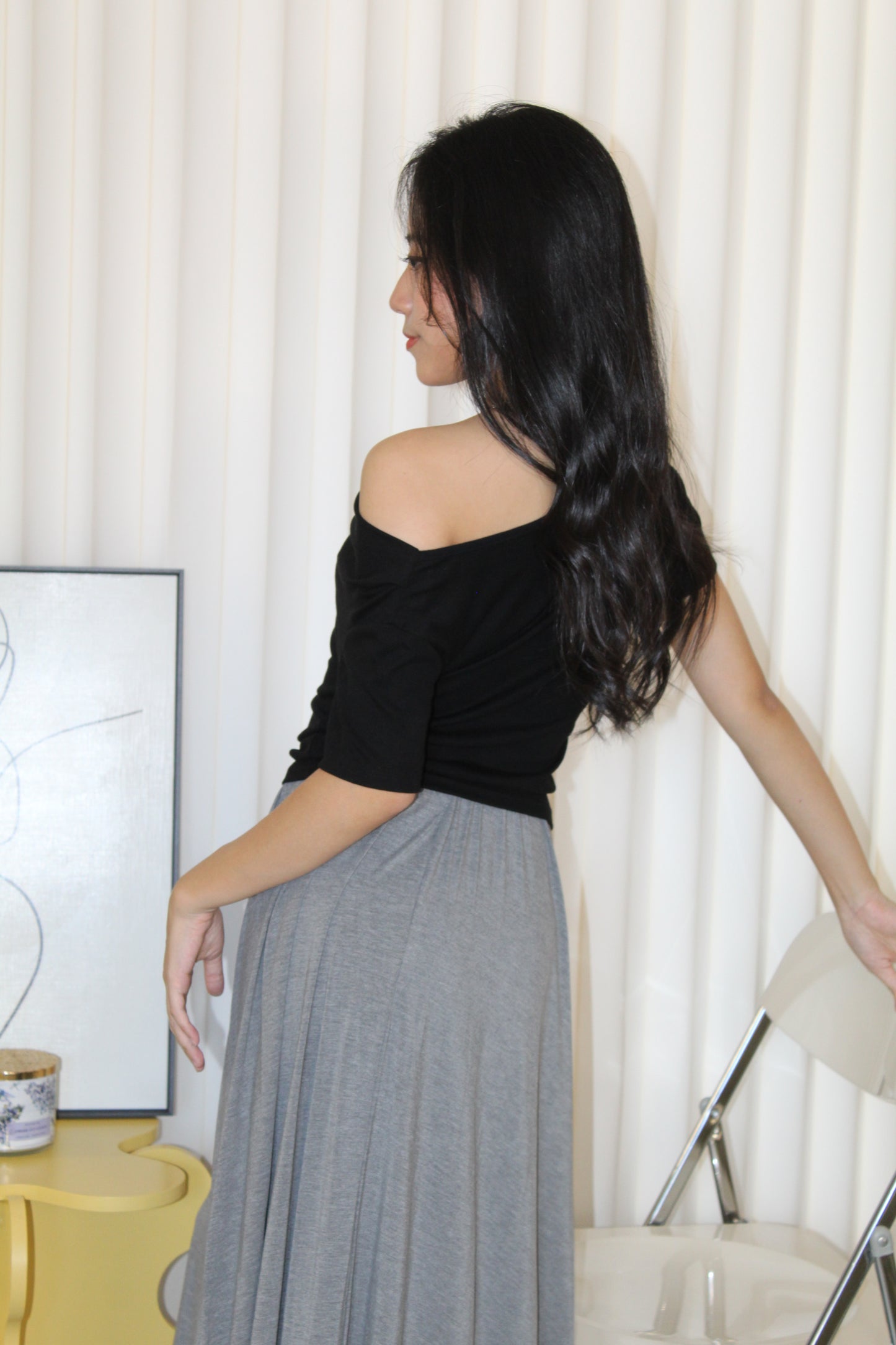 Prunelle Asymmetric Top (Black)