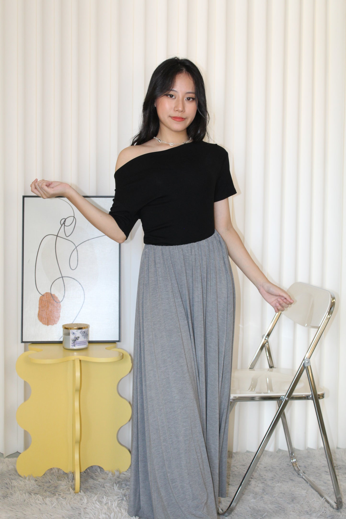 Prunelle Asymmetric Top (Black)