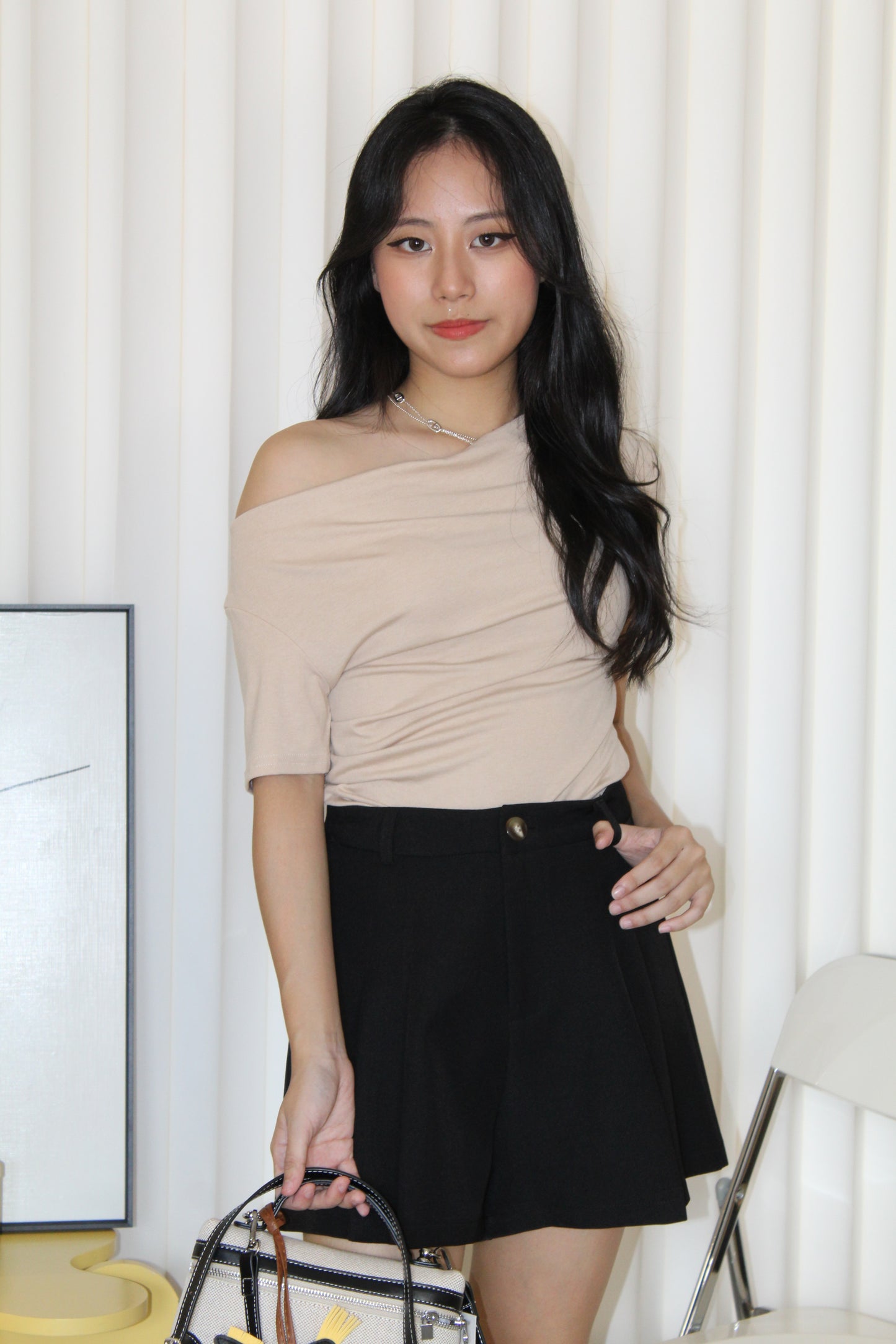 Prunelle Asymmetric Top (Black)