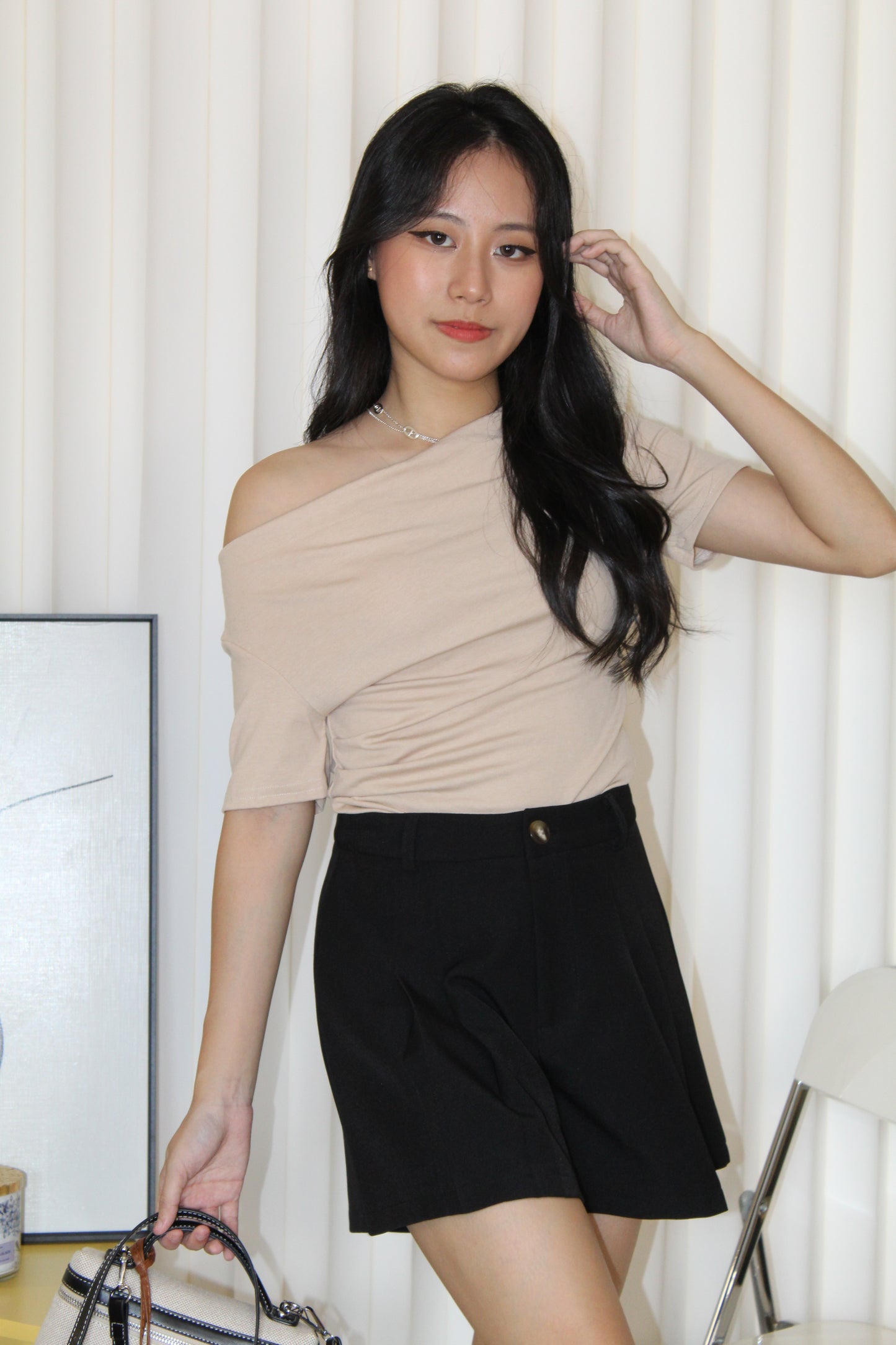 Prunelle Asymmetric Top (Black)