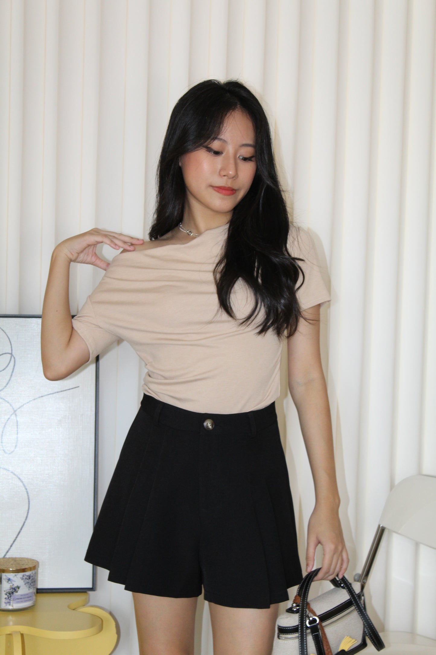 Prunelle Asymmetric Top (Black)
