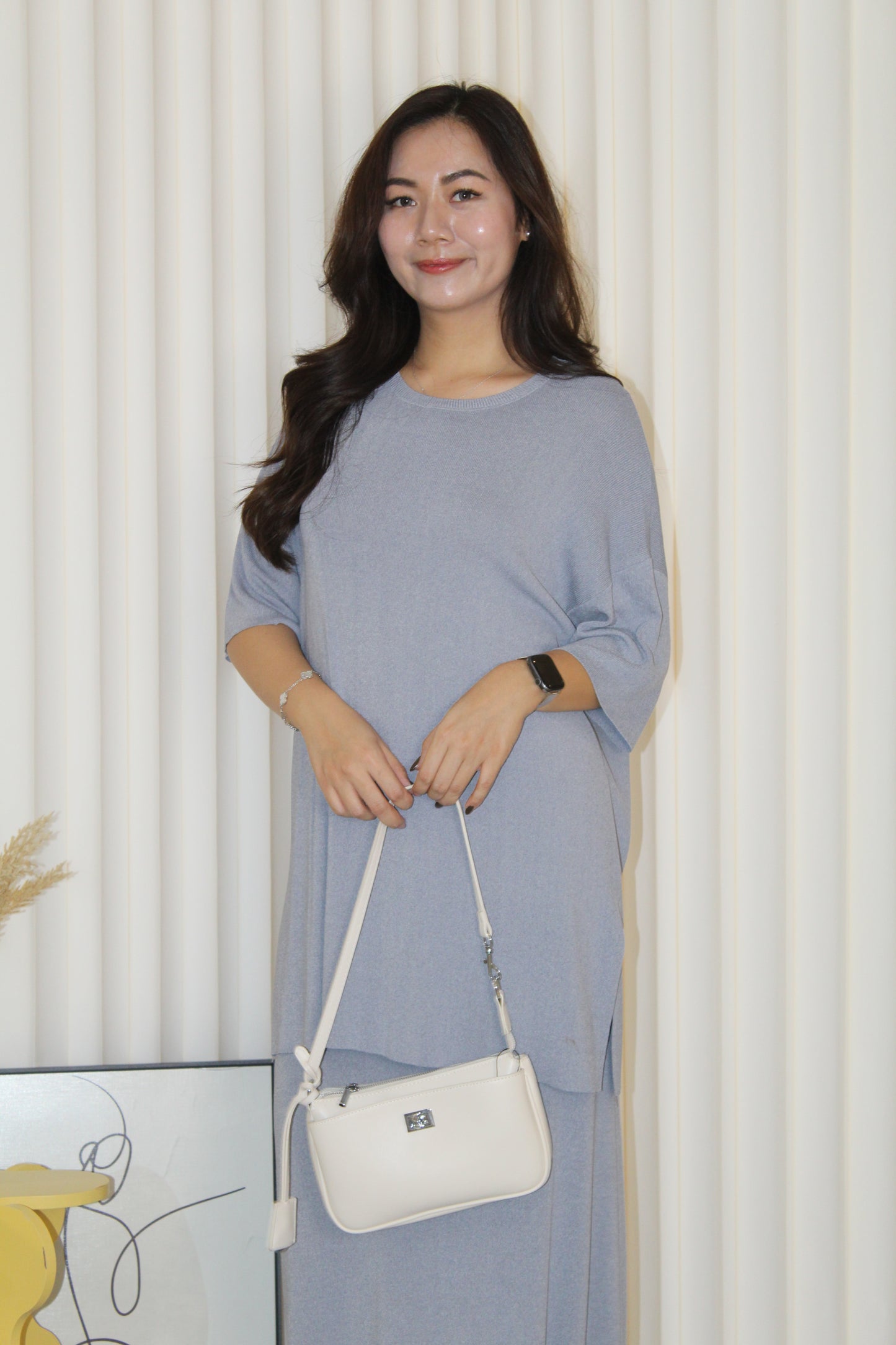 Arlette Knit Two Piece Skirt Set (Cream)