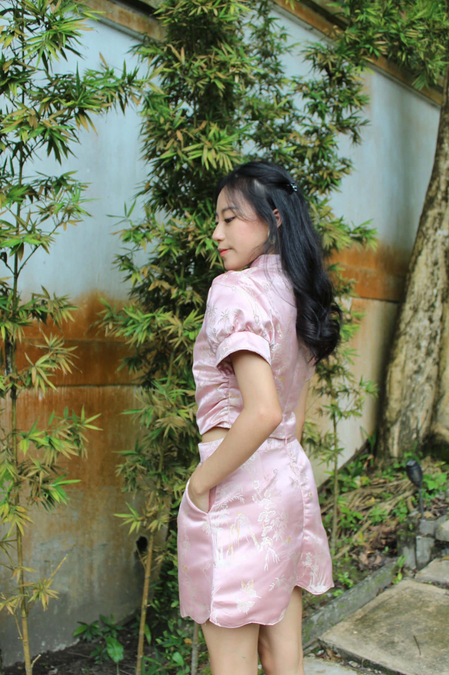 Mei Cheongsam Satin Top (Pink)