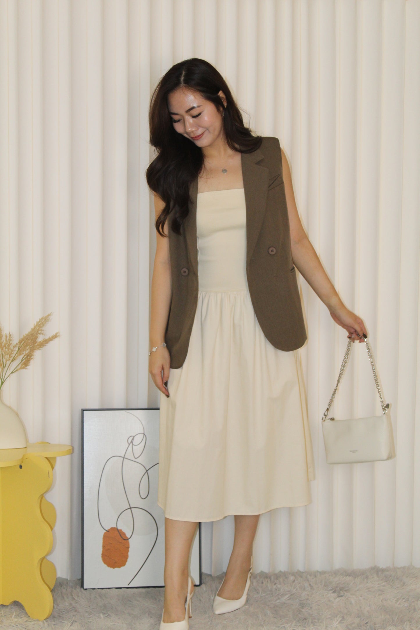 Emmelly Tube Midi Dress (Cream)