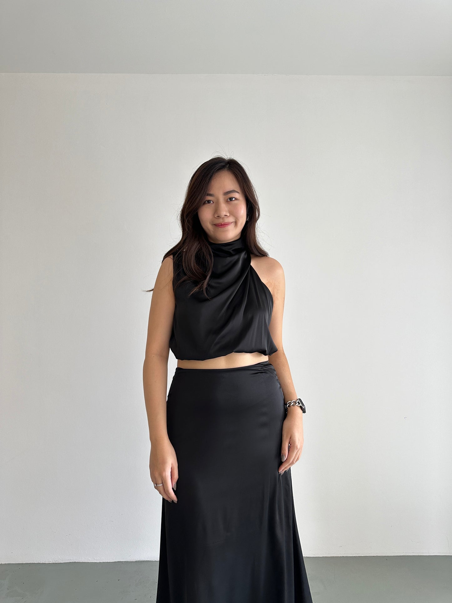 Tilly Satin Maxi Skirt (Blue)