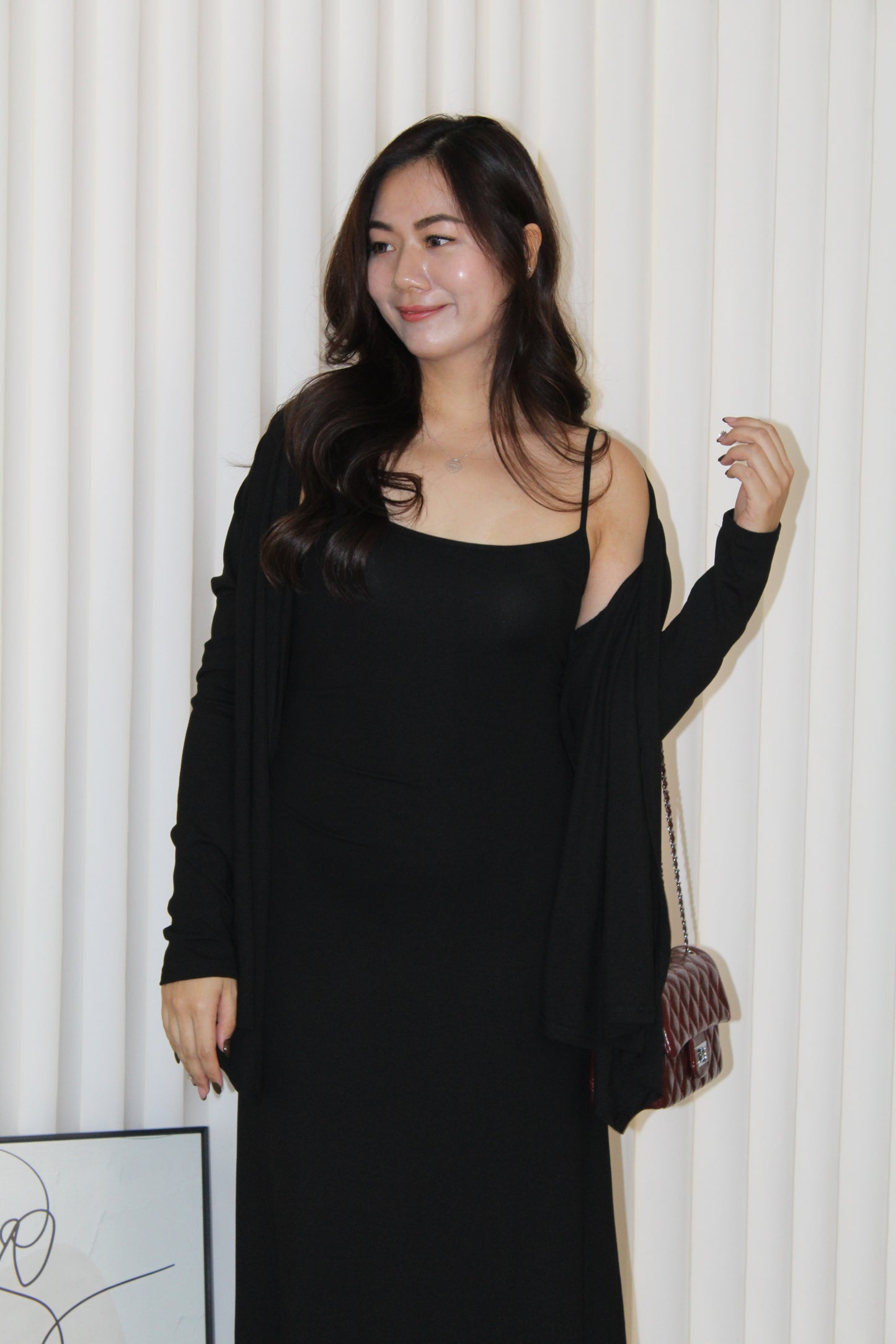 Ysee Cardigan Two Piece Dress Set (Brown)