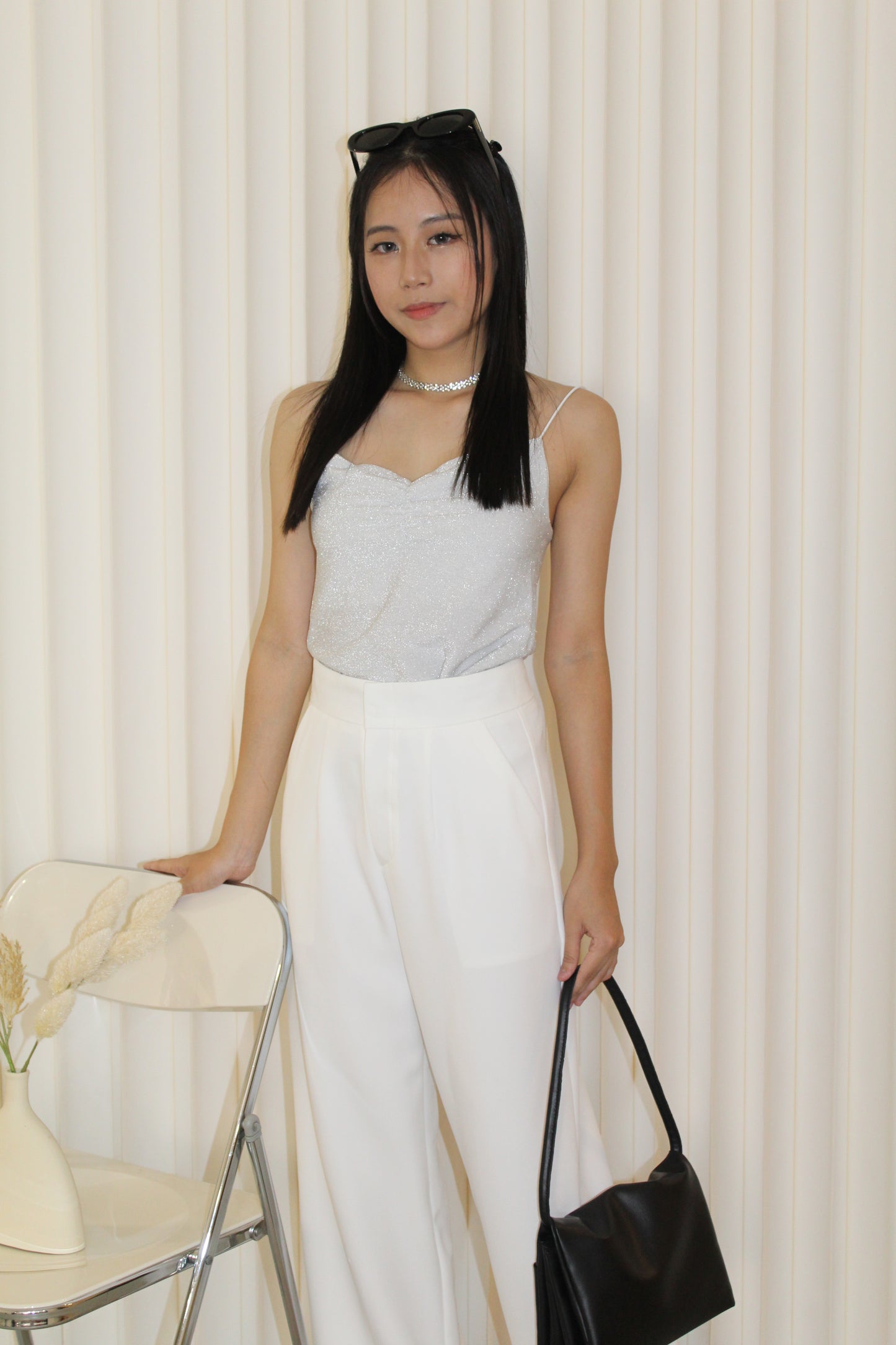 Cindy Shimmer Cami Top (White)