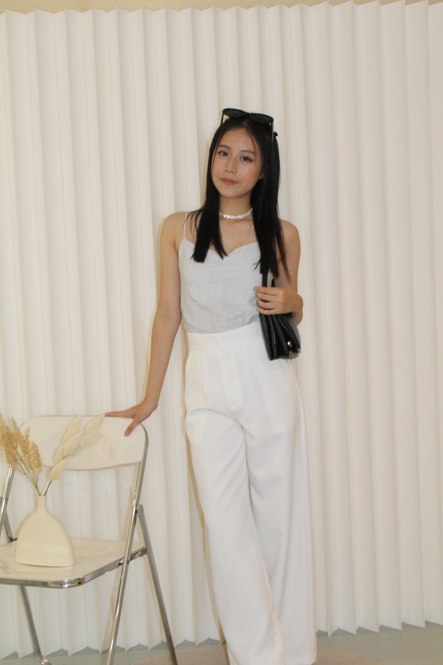Cindy Shimmer Cami Top (White)