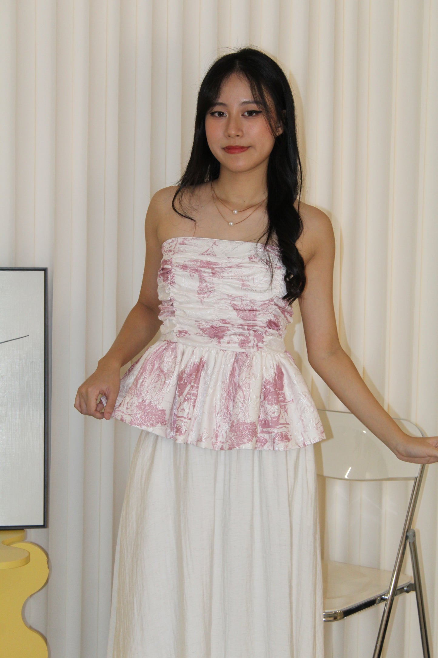 Julie Floral Flare Tube Top (Pink)