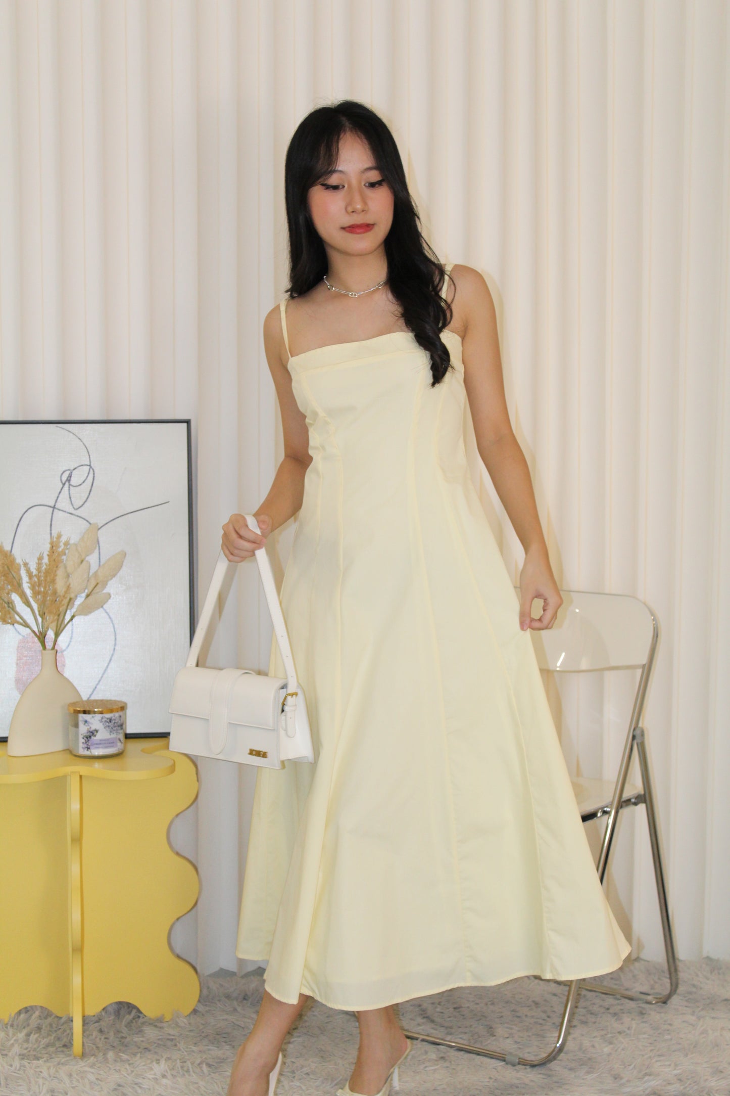 Brianna Flare Midi Dress (Yellow)