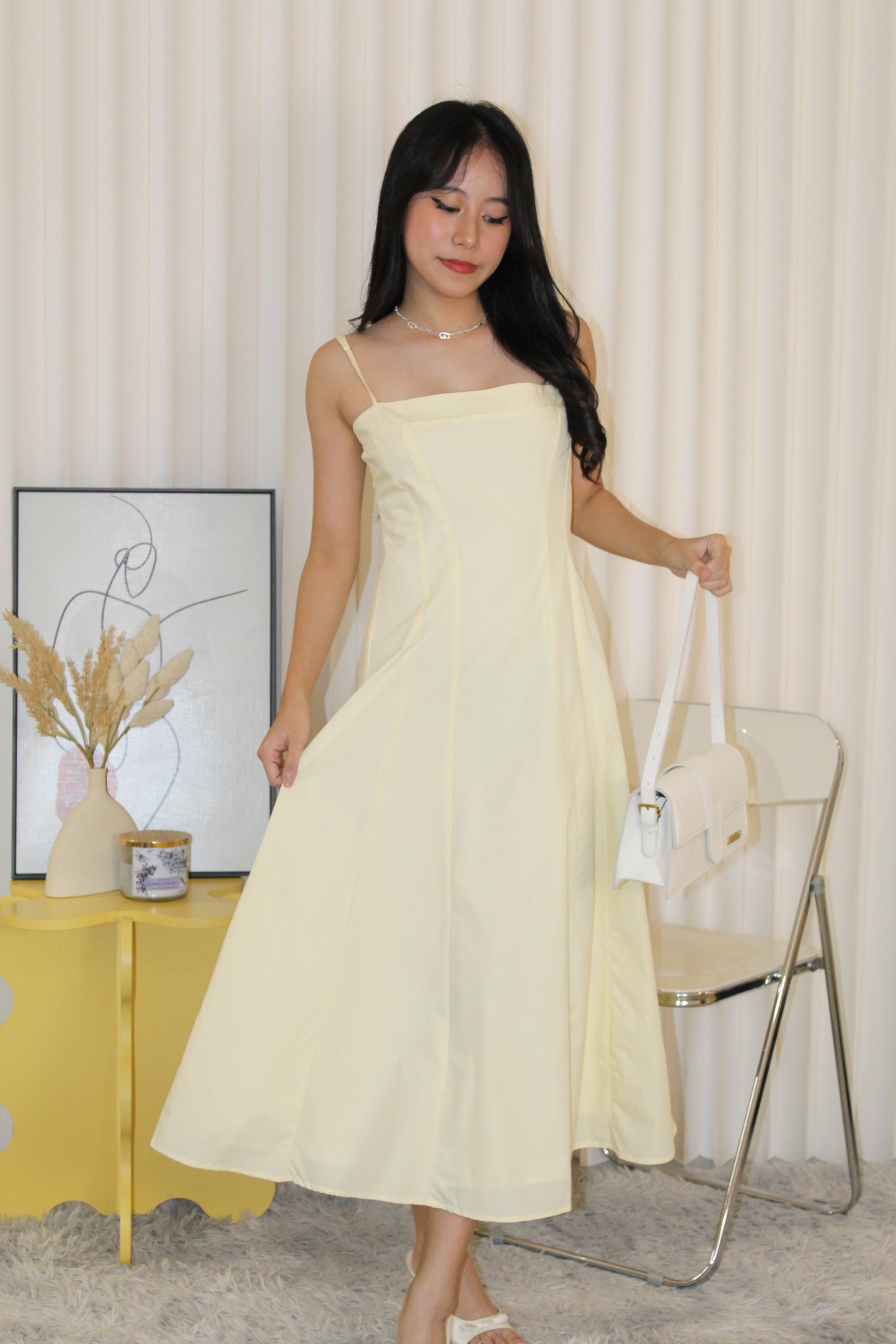Brianna Flare Midi Dress (Yellow)