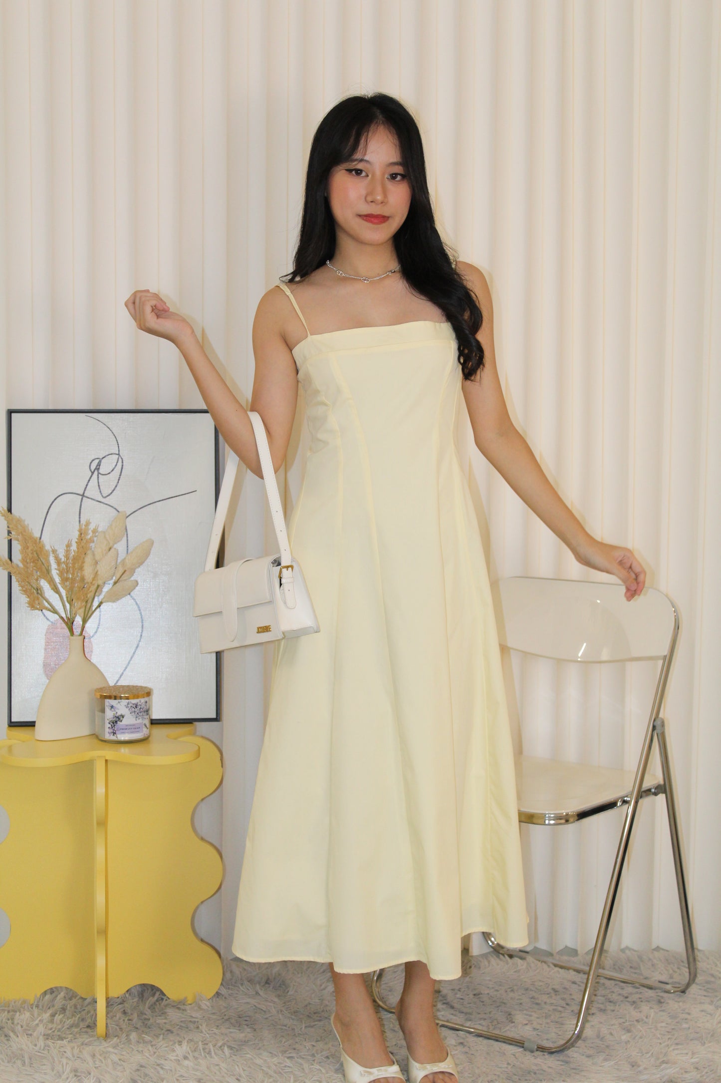 Brianna Flare Midi Dress (Yellow)