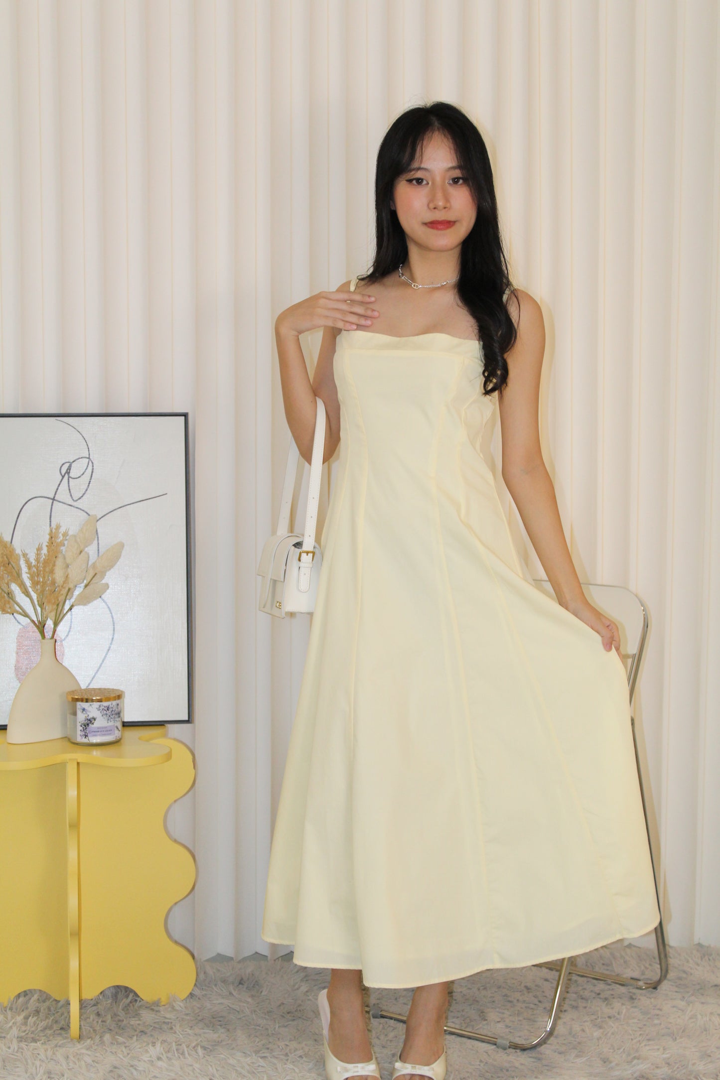 Brianna Flare Midi Dress (Yellow)