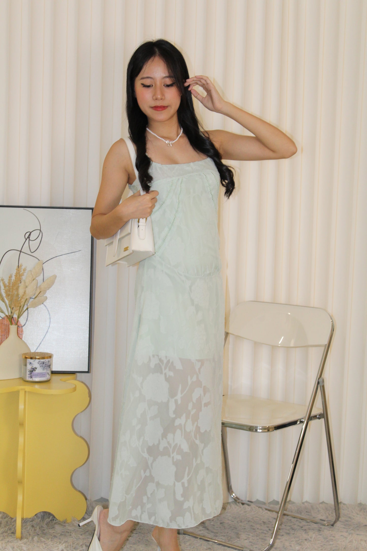 Joey Sheer Floral Midi Dress (Green)