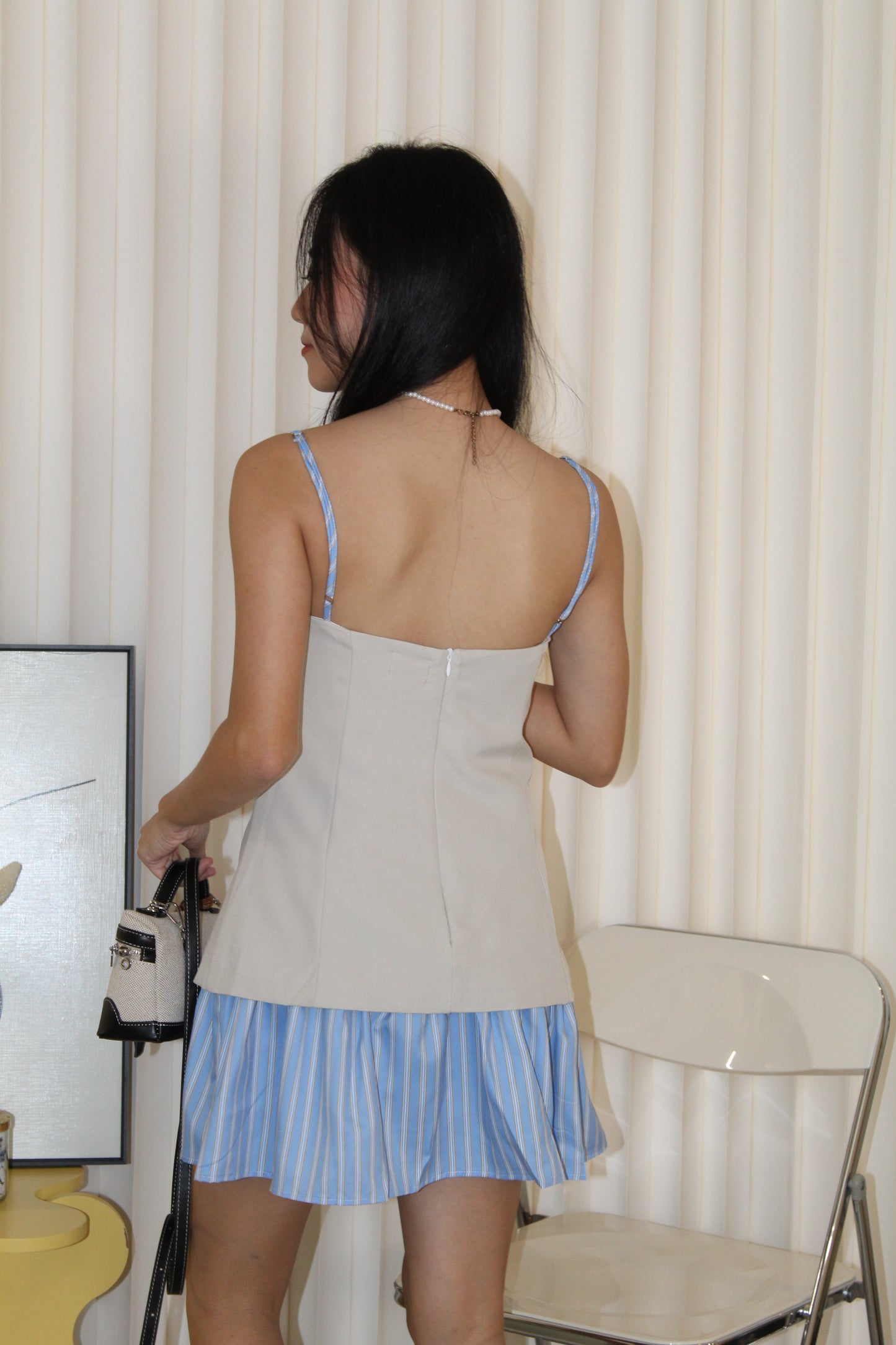 Zenya Stripes Mini Dress (Khaki)