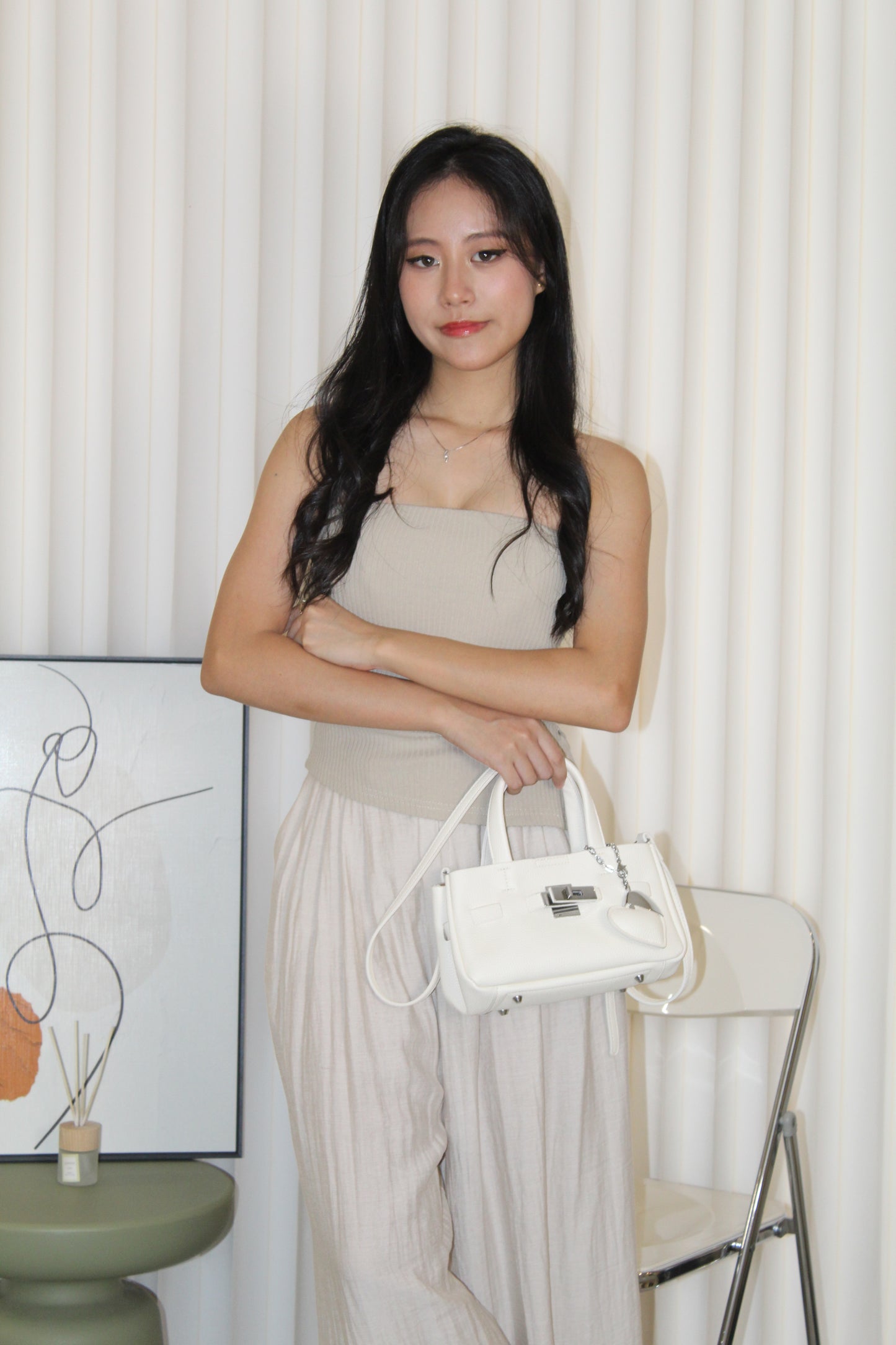 Keith Asymmetric Textured Tube Top (Khaki)