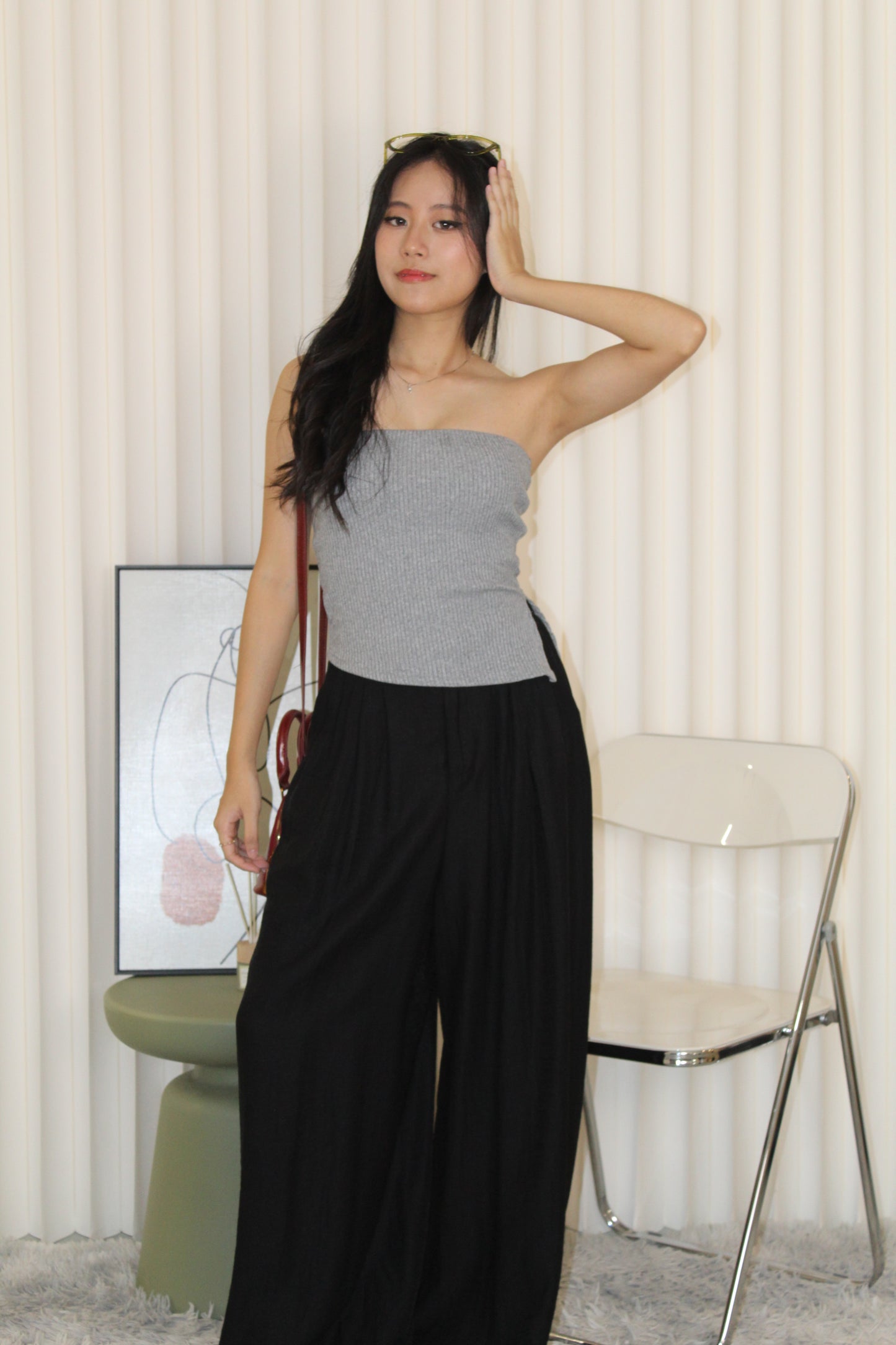 Brea Pleated Trousers Pants (Black)