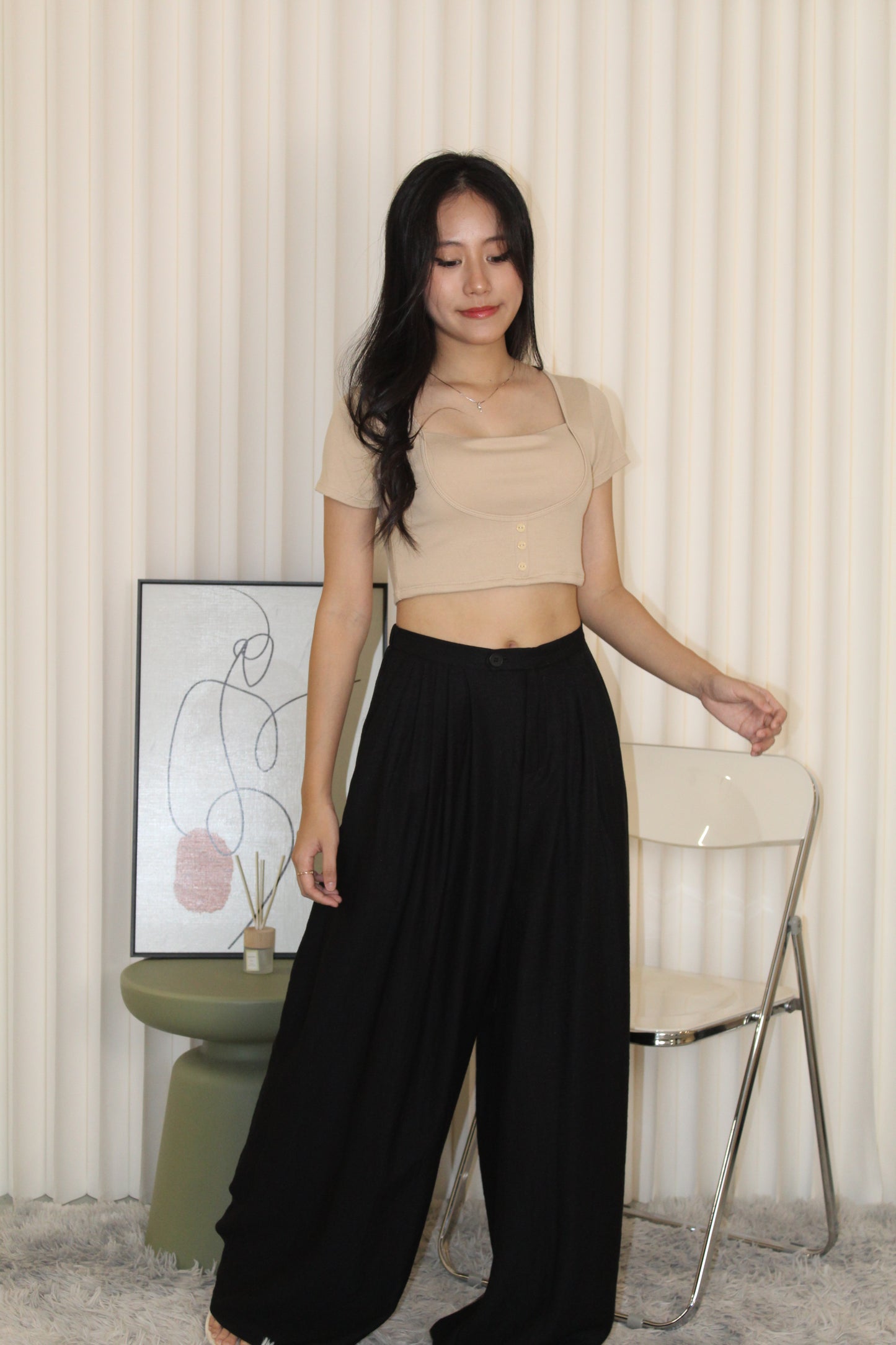 Brea Pleated Trousers Pants (Black)