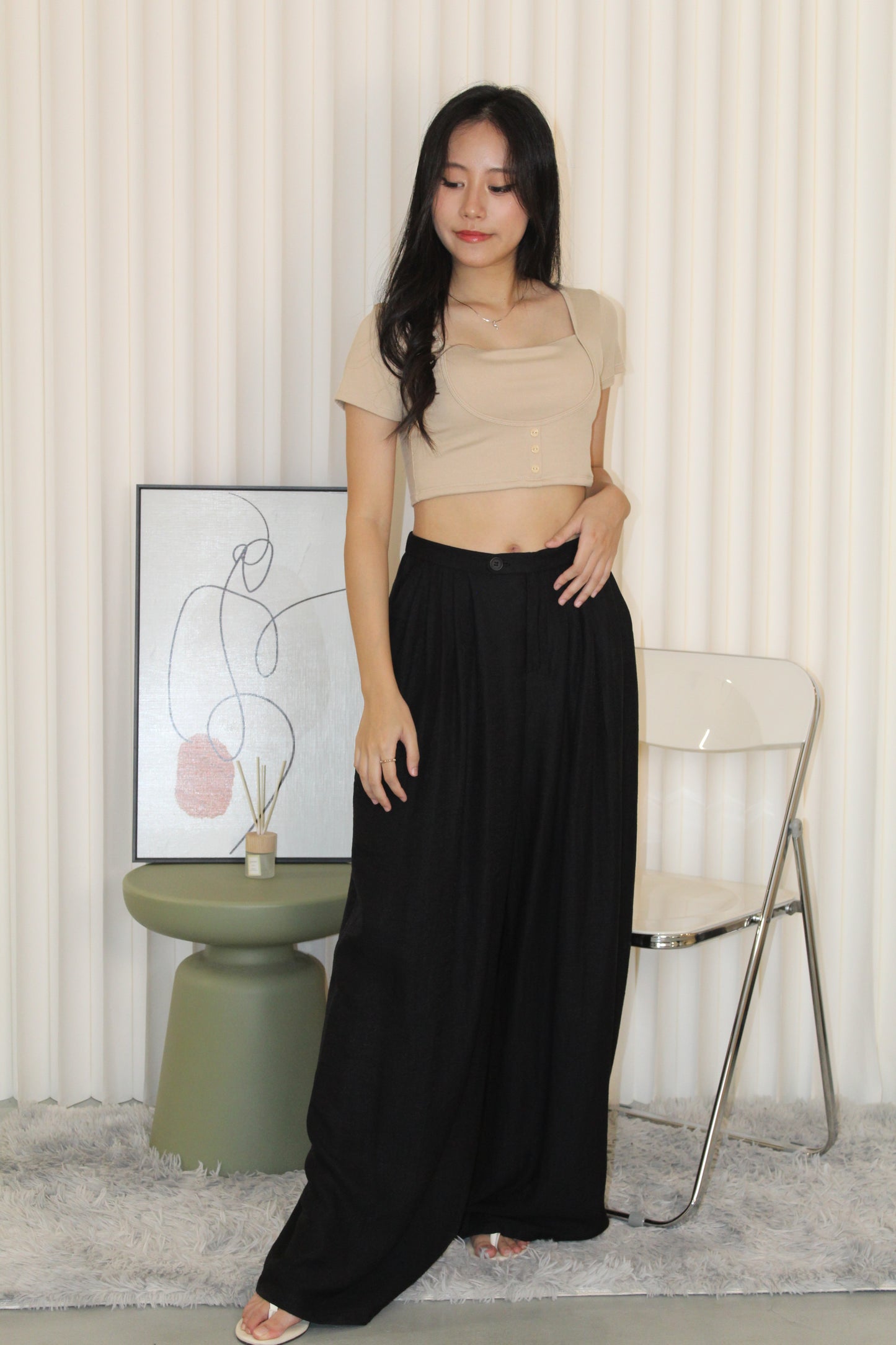 Brea Pleated Trousers Pants (Black)