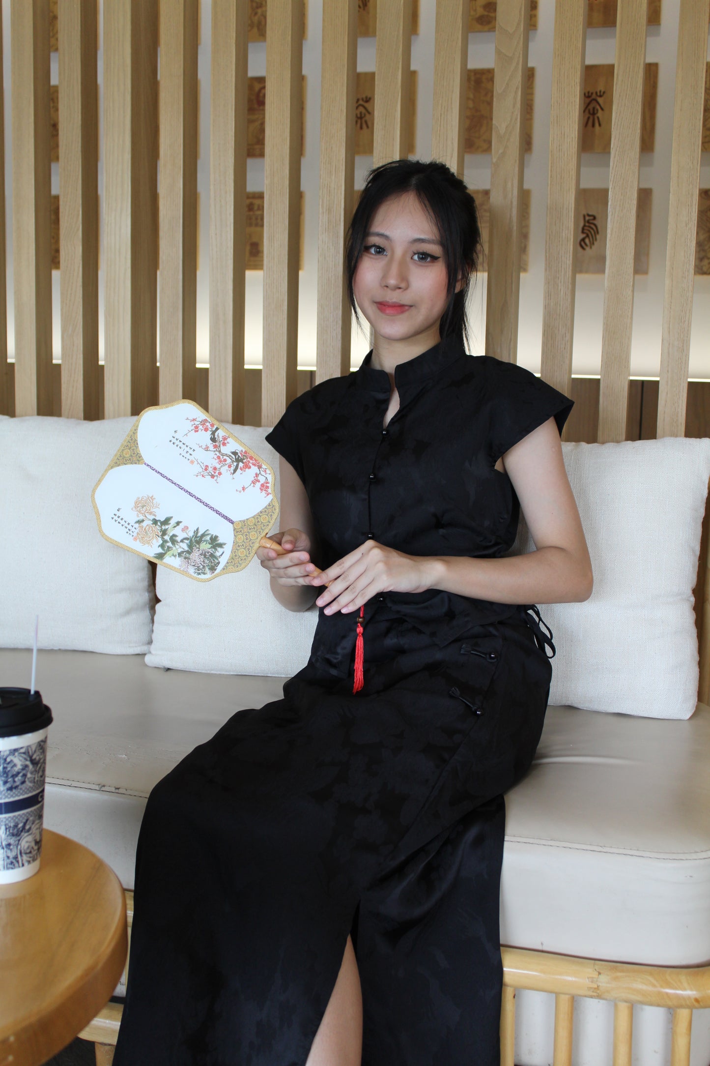 Mu Lan Soft Cheongsam Maxi Slit Skirt (Cream)