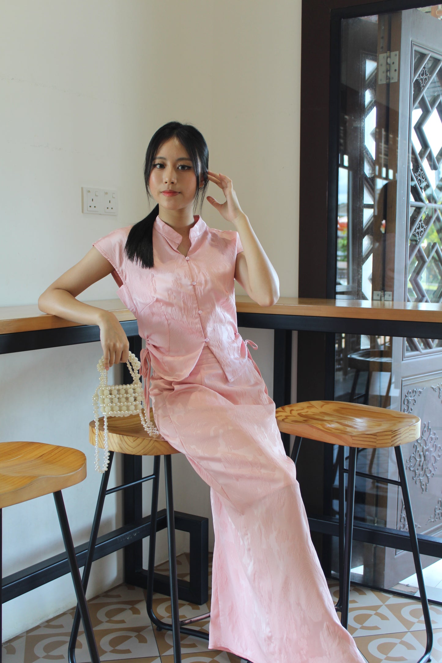 Mu Lan Soft Cheongsam Maxi Slit Skirt (Cream)