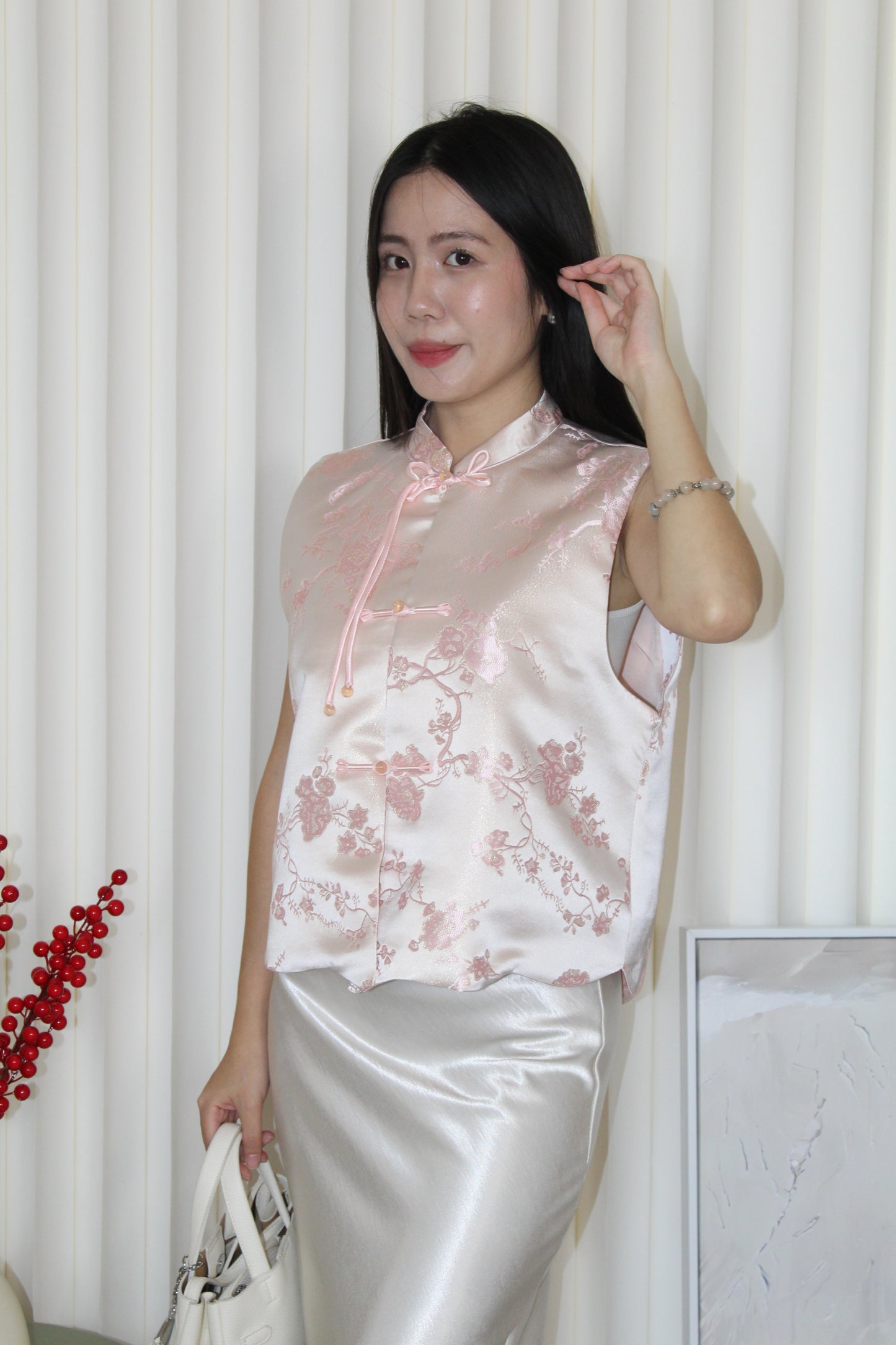 Quinlan Jacquard Vest Top (Pink)