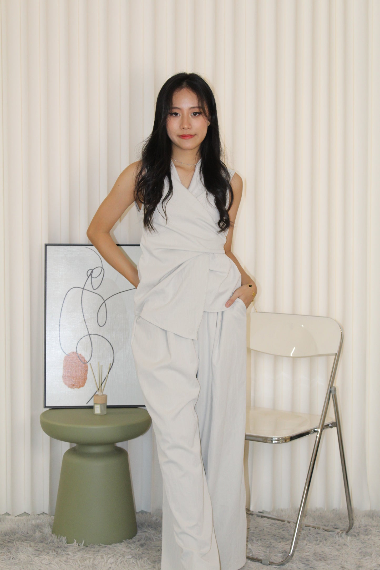 Russie French Two Piece Pants Set (Grey)