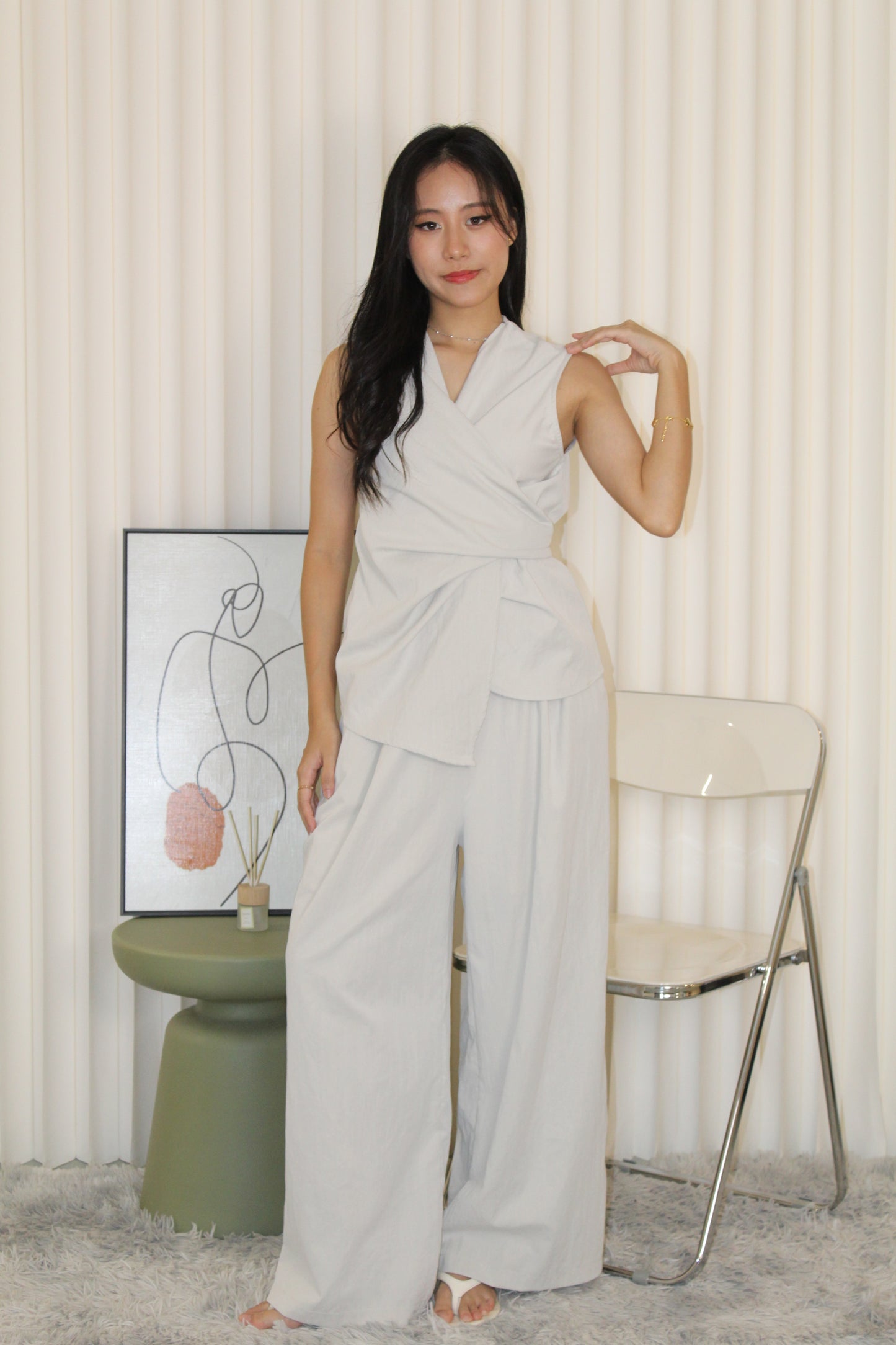 Russie French Two Piece Pants Set (Grey)