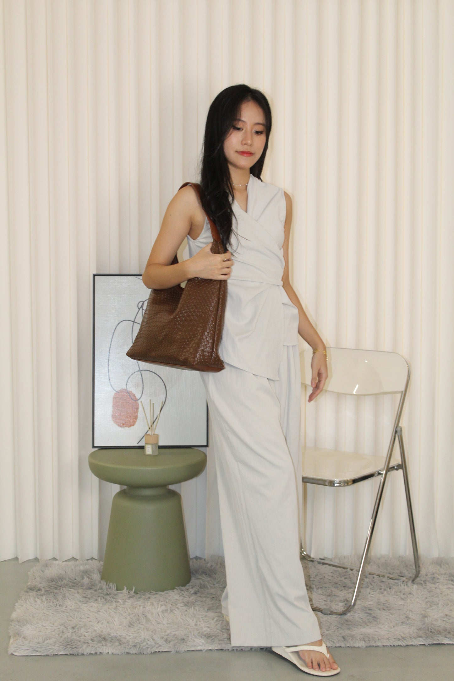 Russie French Two Piece Pants Set (Grey)
