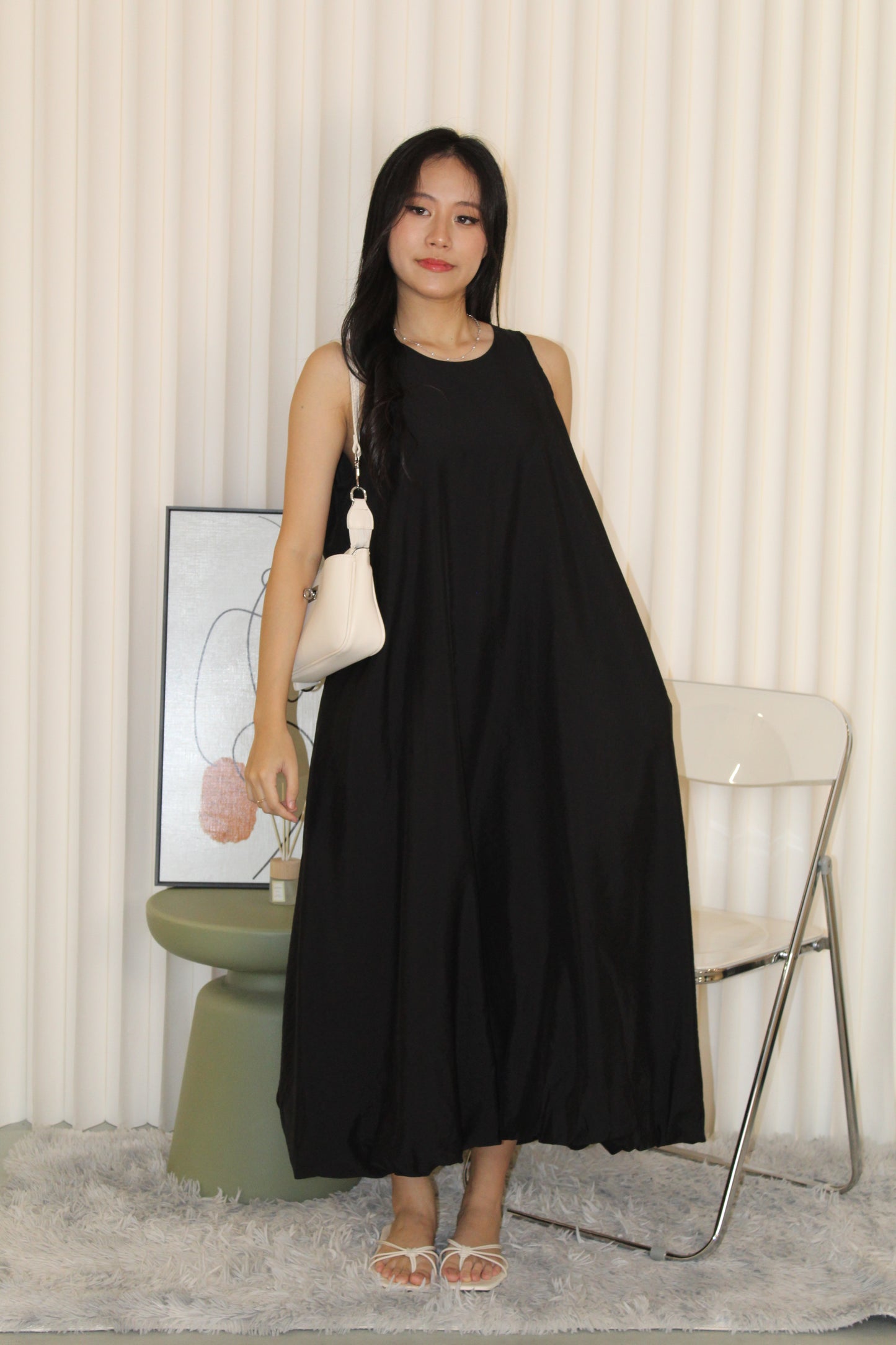 Althea Balloon Midaxi Dress (Cream)