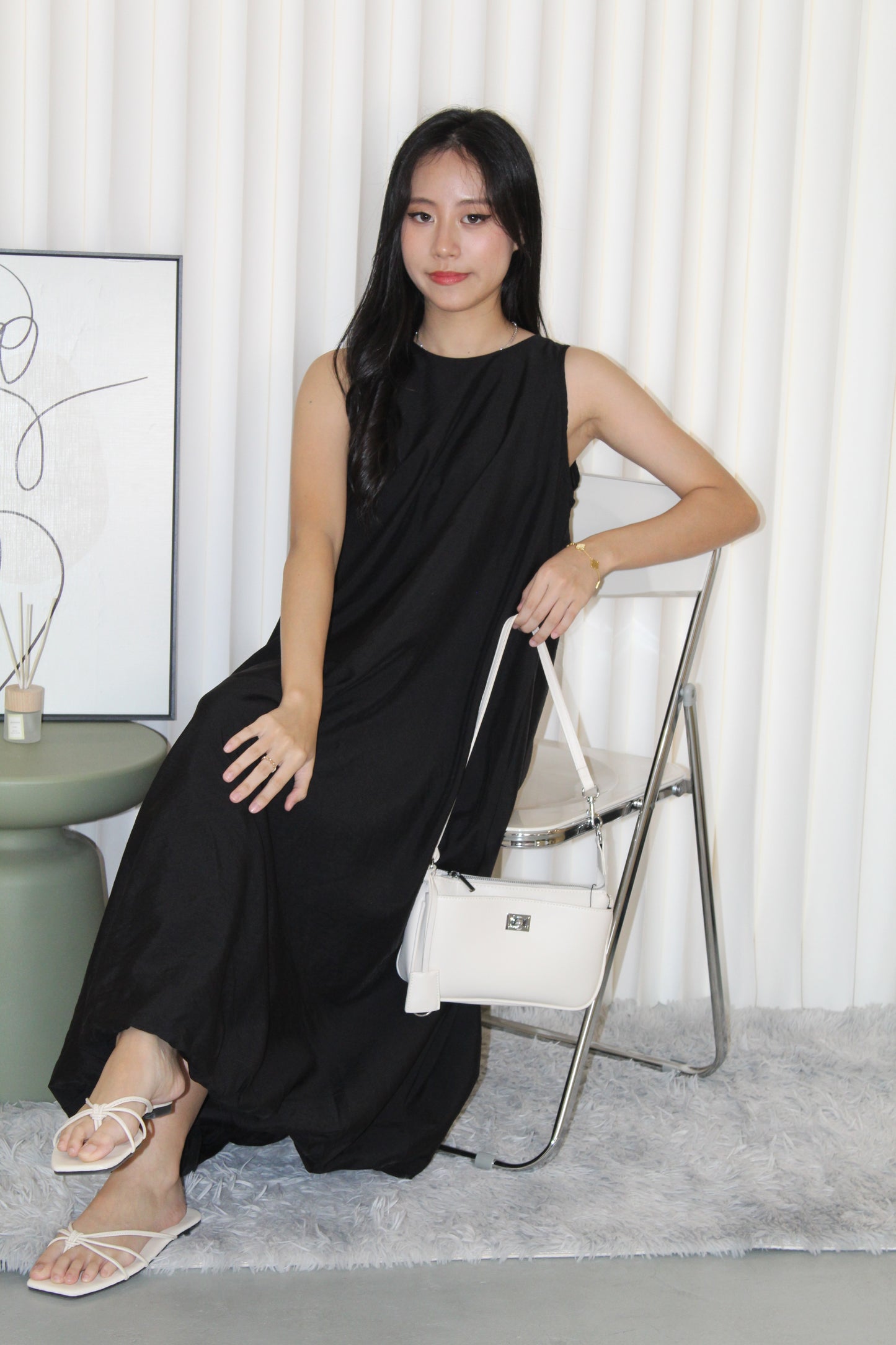 Althea Balloon Midaxi Dress (Black)