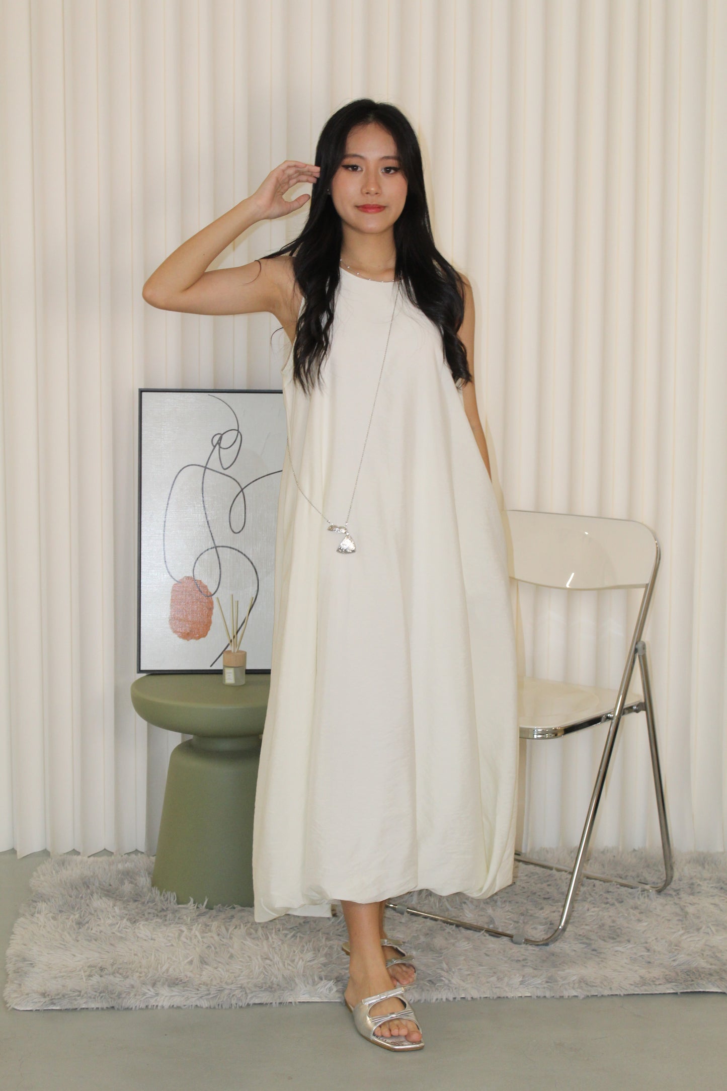 Althea Balloon Midaxi Dress (Black)