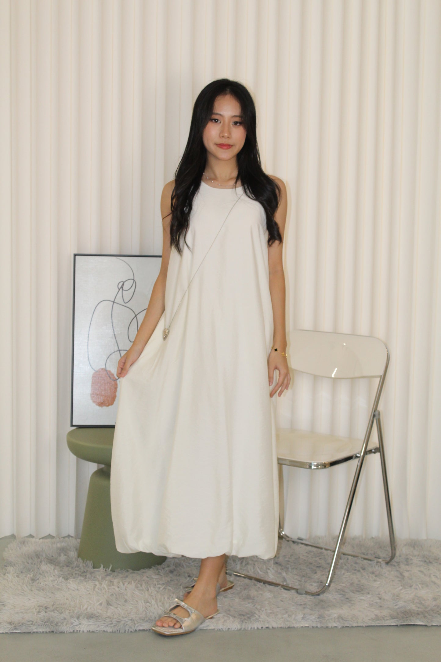 Althea Balloon Midaxi Dress (Black)