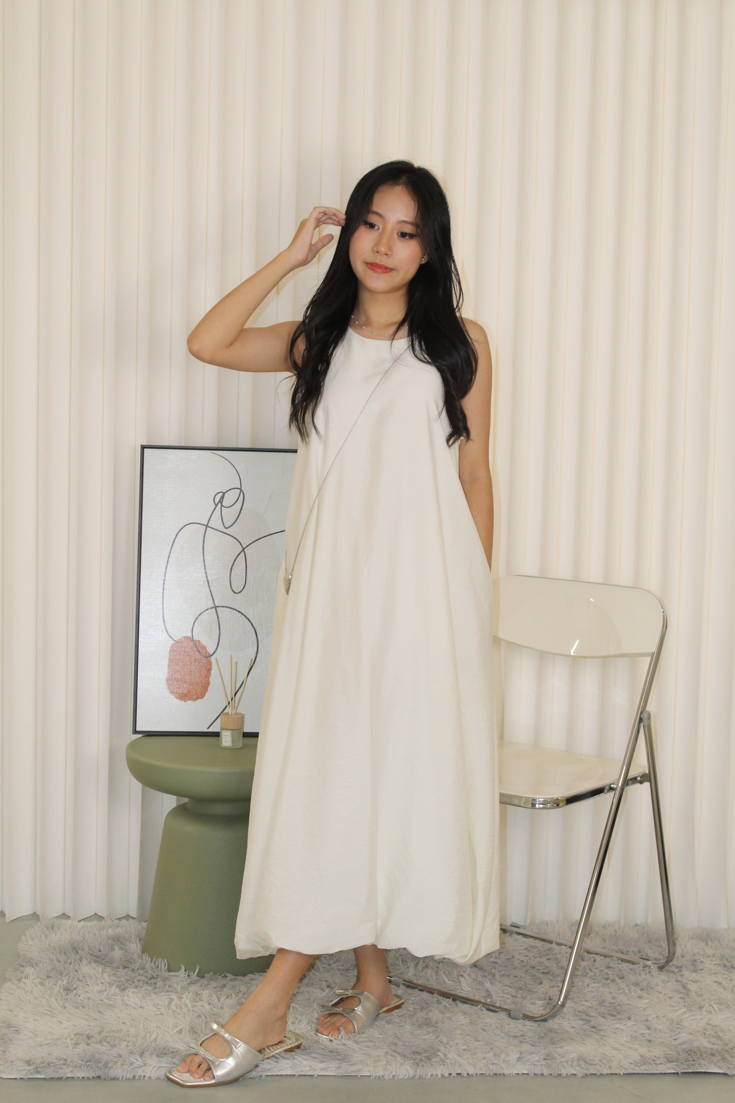 Althea Balloon Midaxi Dress (Black)