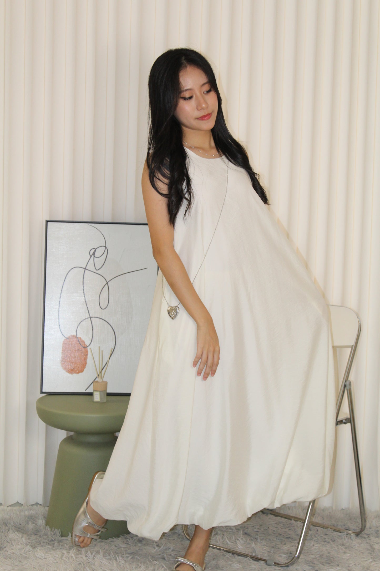 Althea Balloon Midaxi Dress (Black)