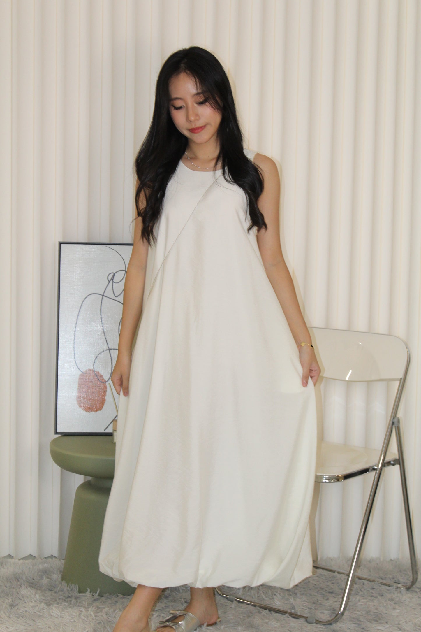 Althea Balloon Midaxi Dress (Black)