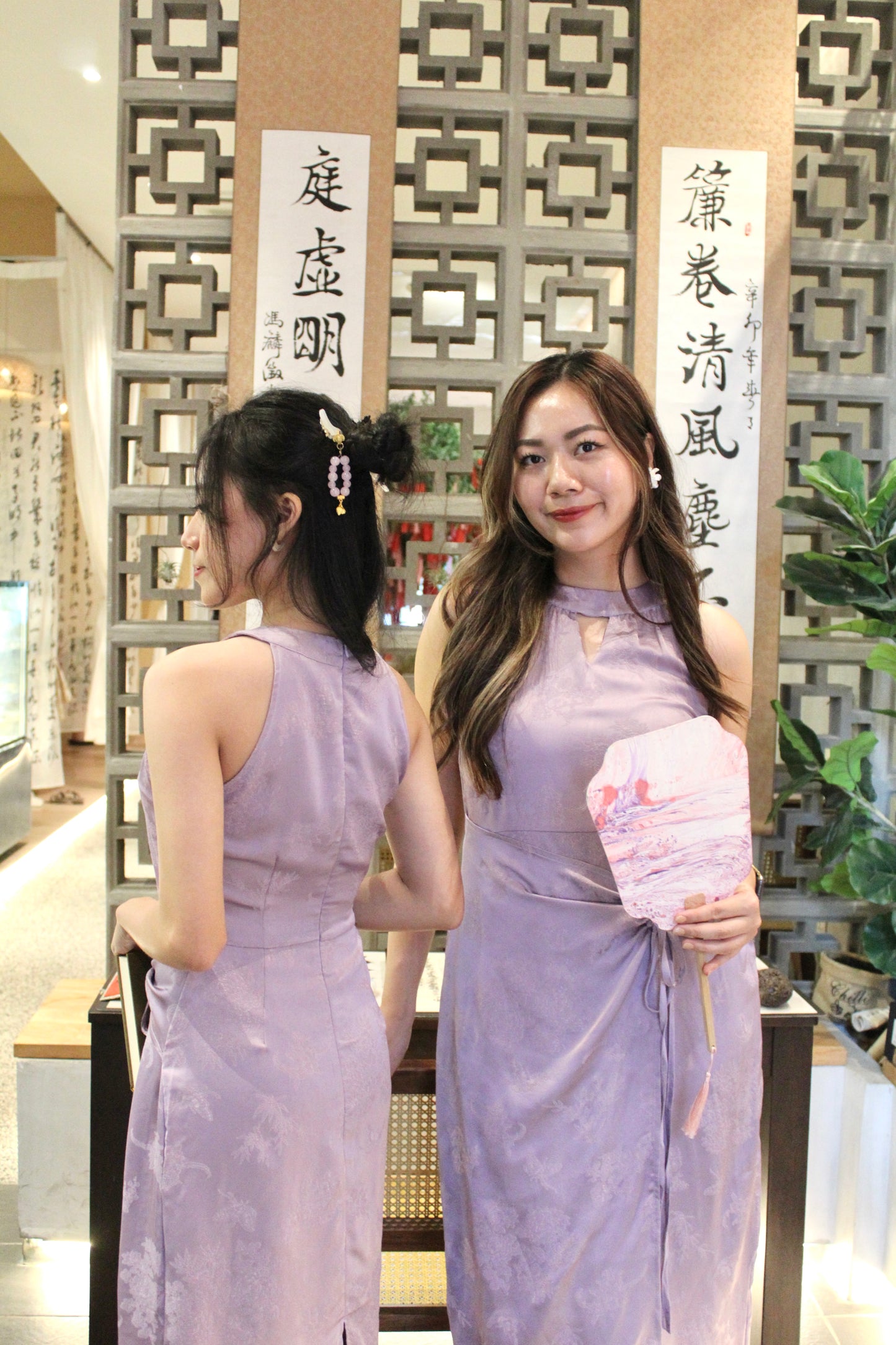 Bai He Halter Cheongsam Midaxi Dress (White)