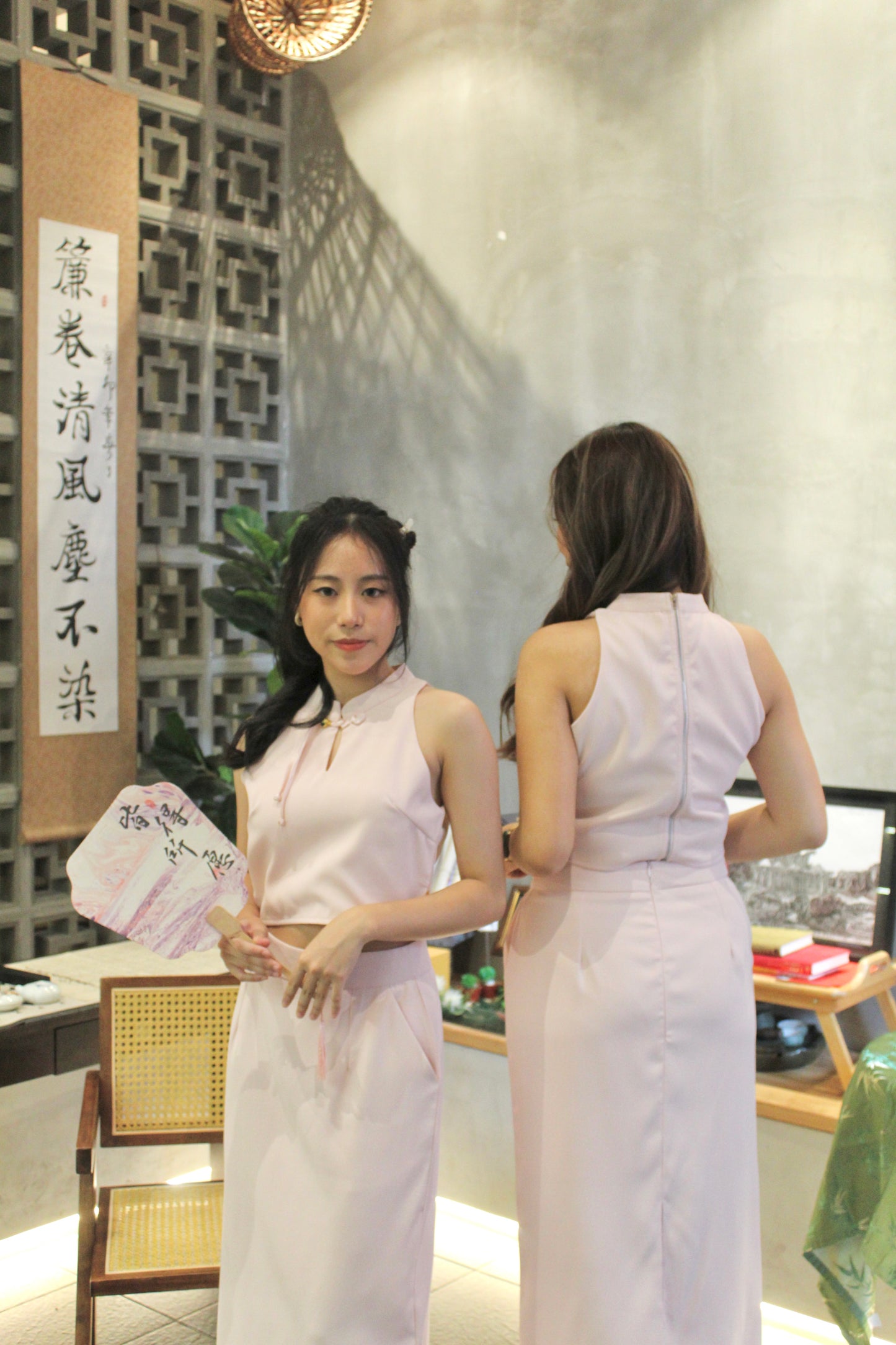 Chu Yi Midaxi Pencil Skirt (Pink)