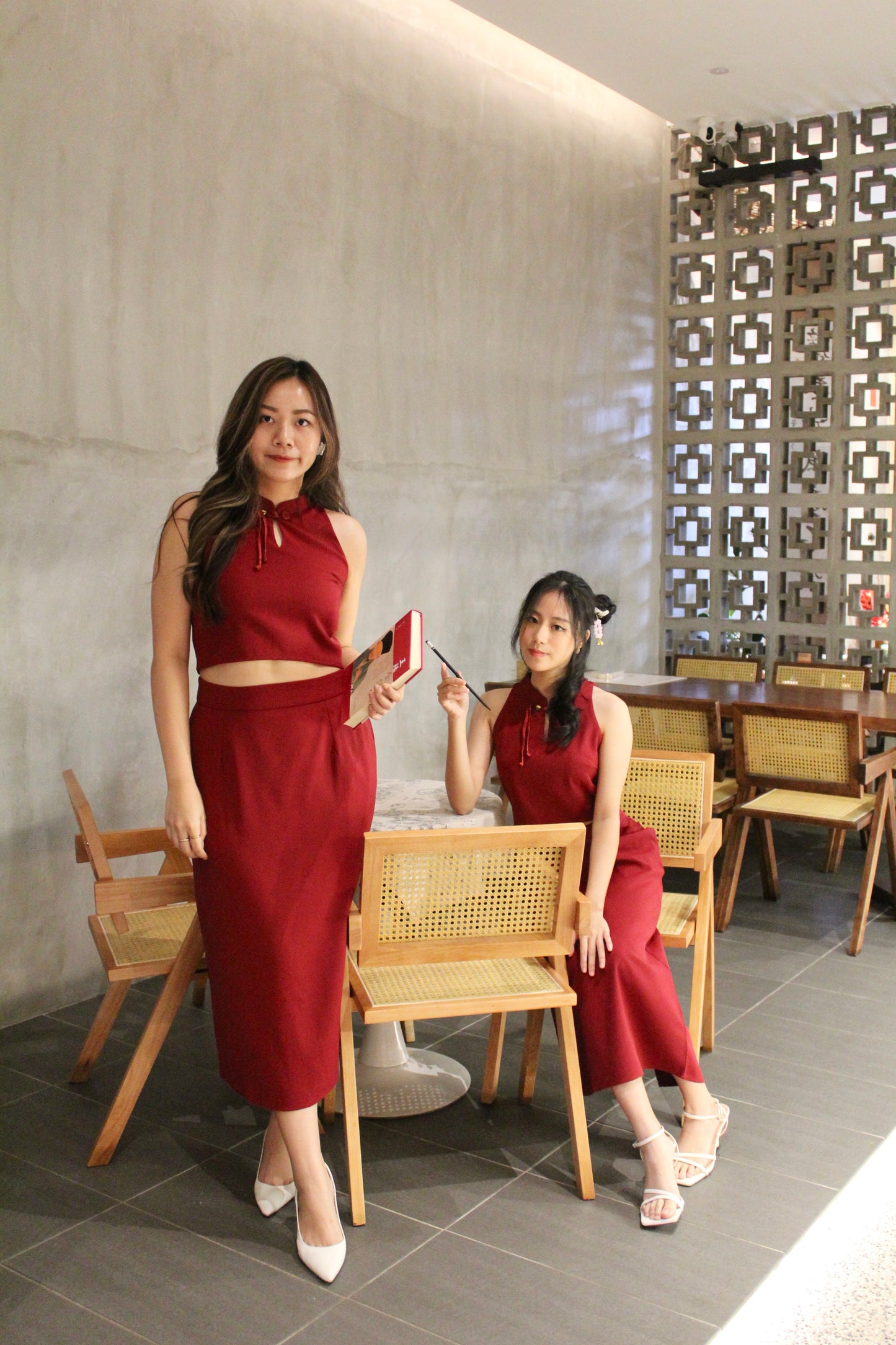 Chu Yi Midaxi Pencil Skirt (Pink)