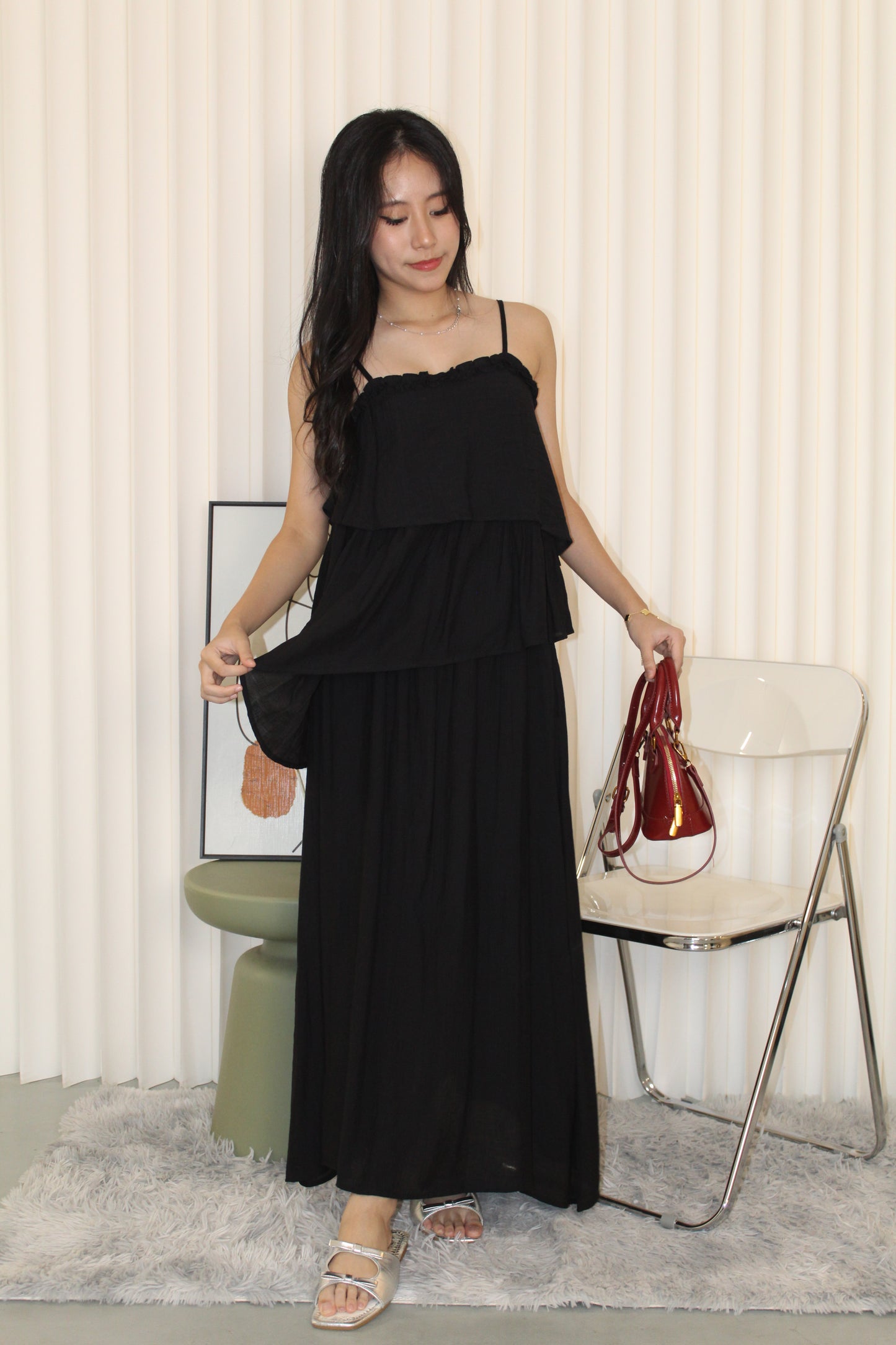 Liesse Cami Two Piece Skirt Set (Black)
