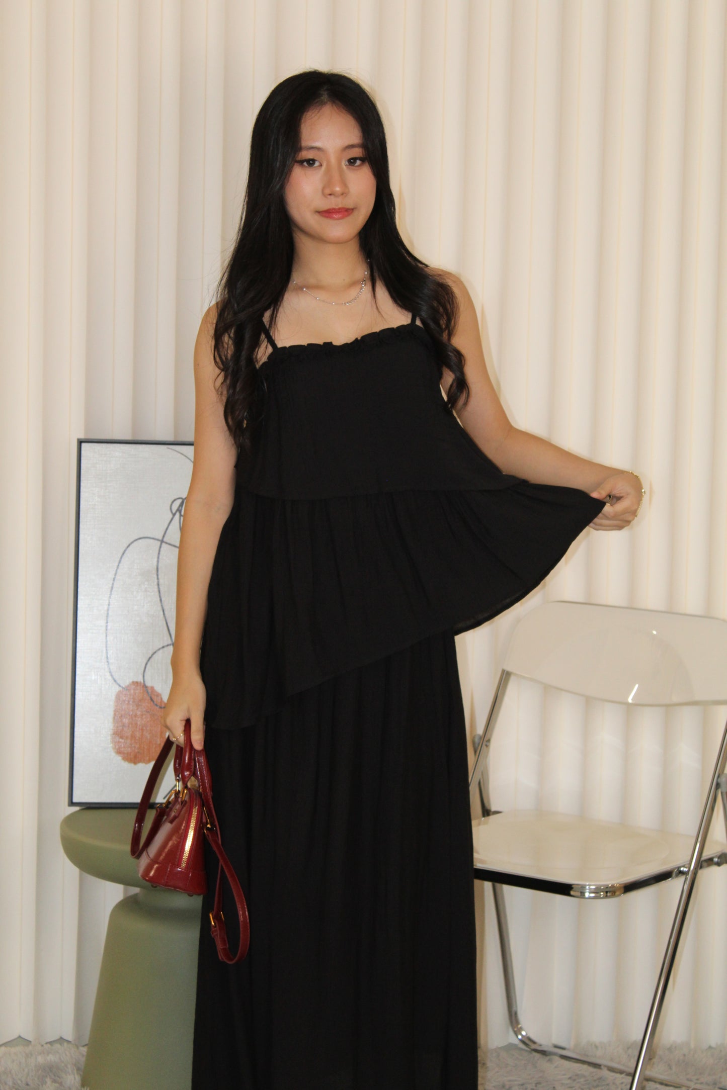 Liesse Cami Two Piece Skirt Set (Black)
