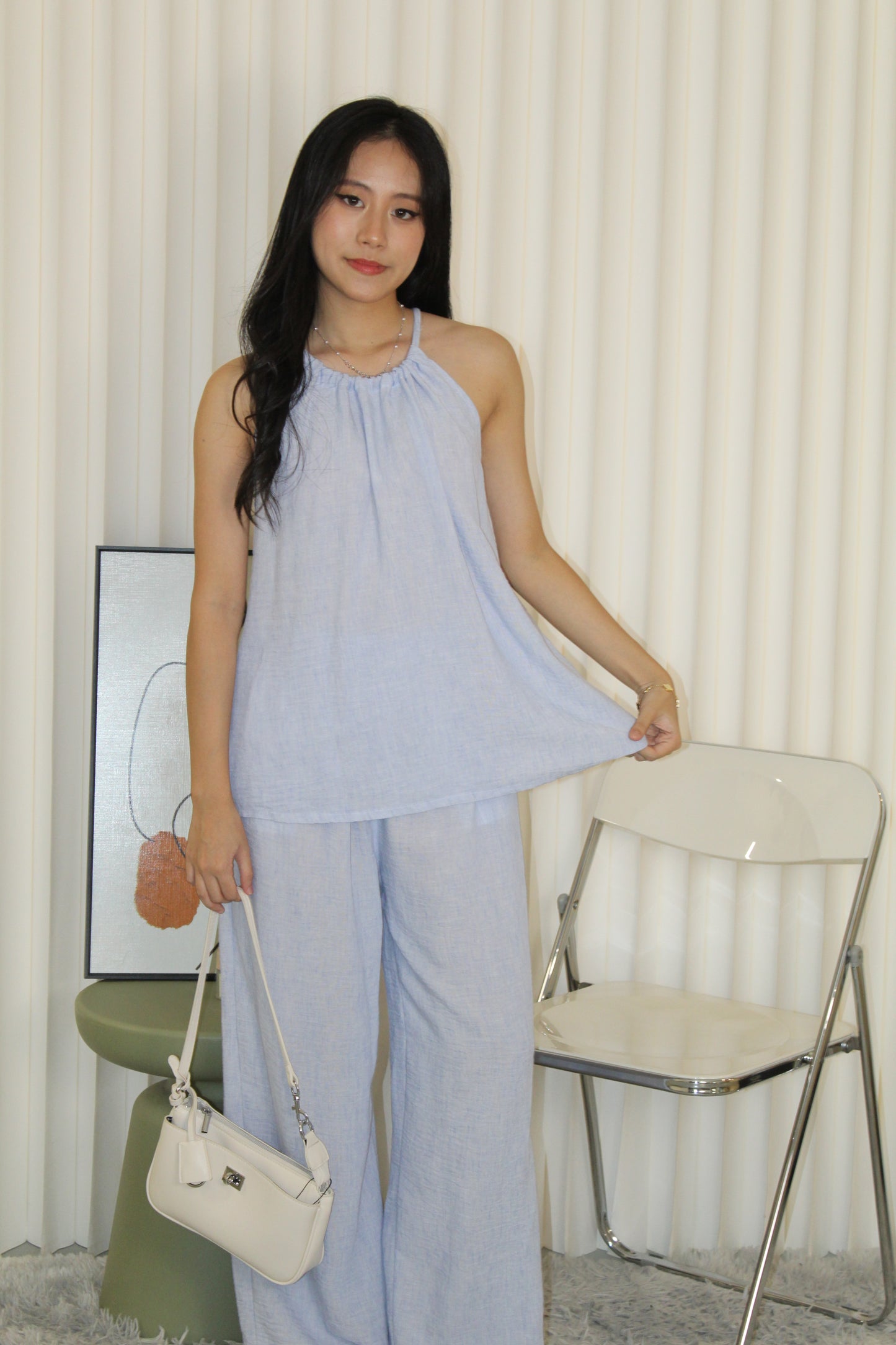 Mia Halter Two Piece Pants Set (Grey)