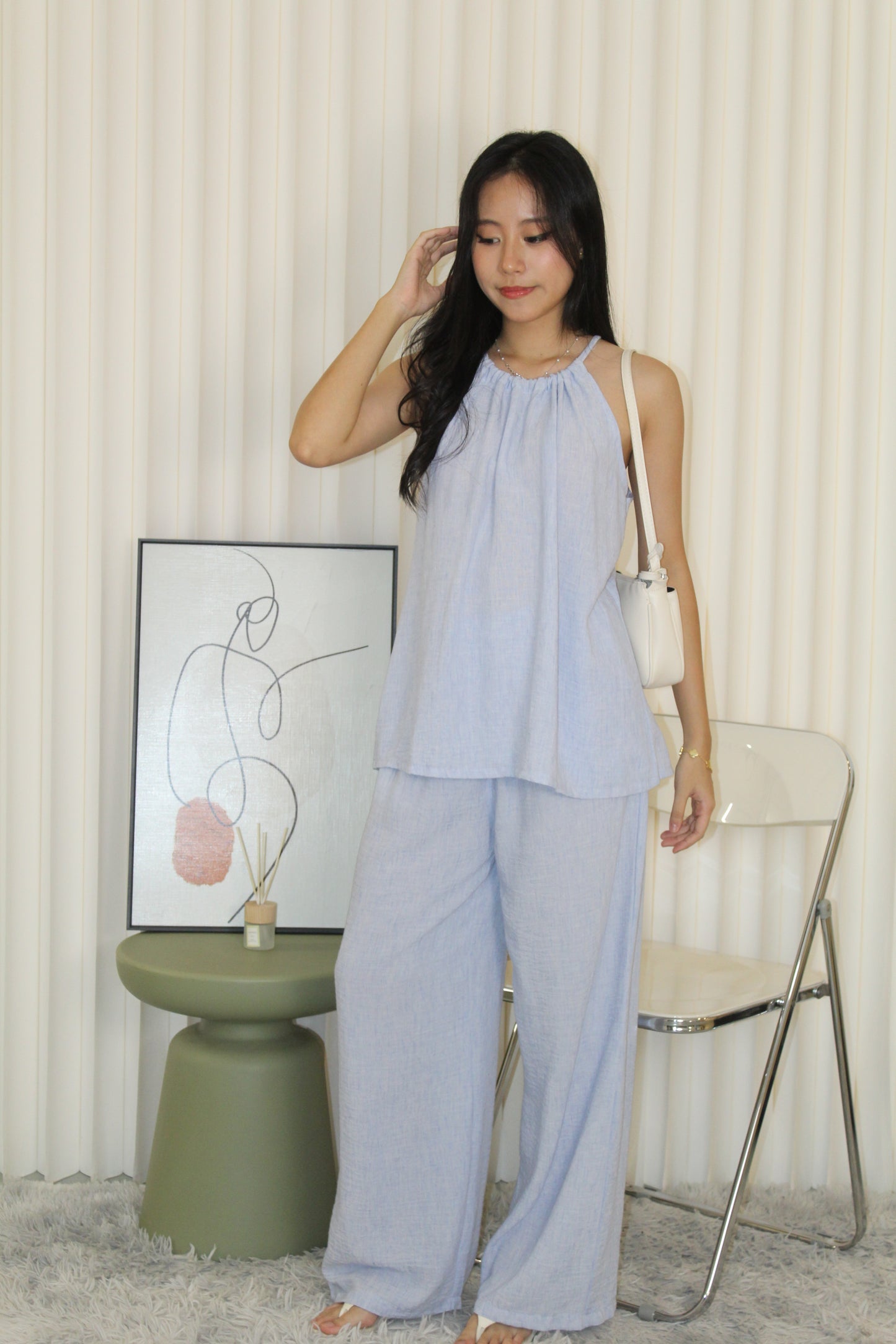 Mia Halter Two Piece Pants Set (Grey)